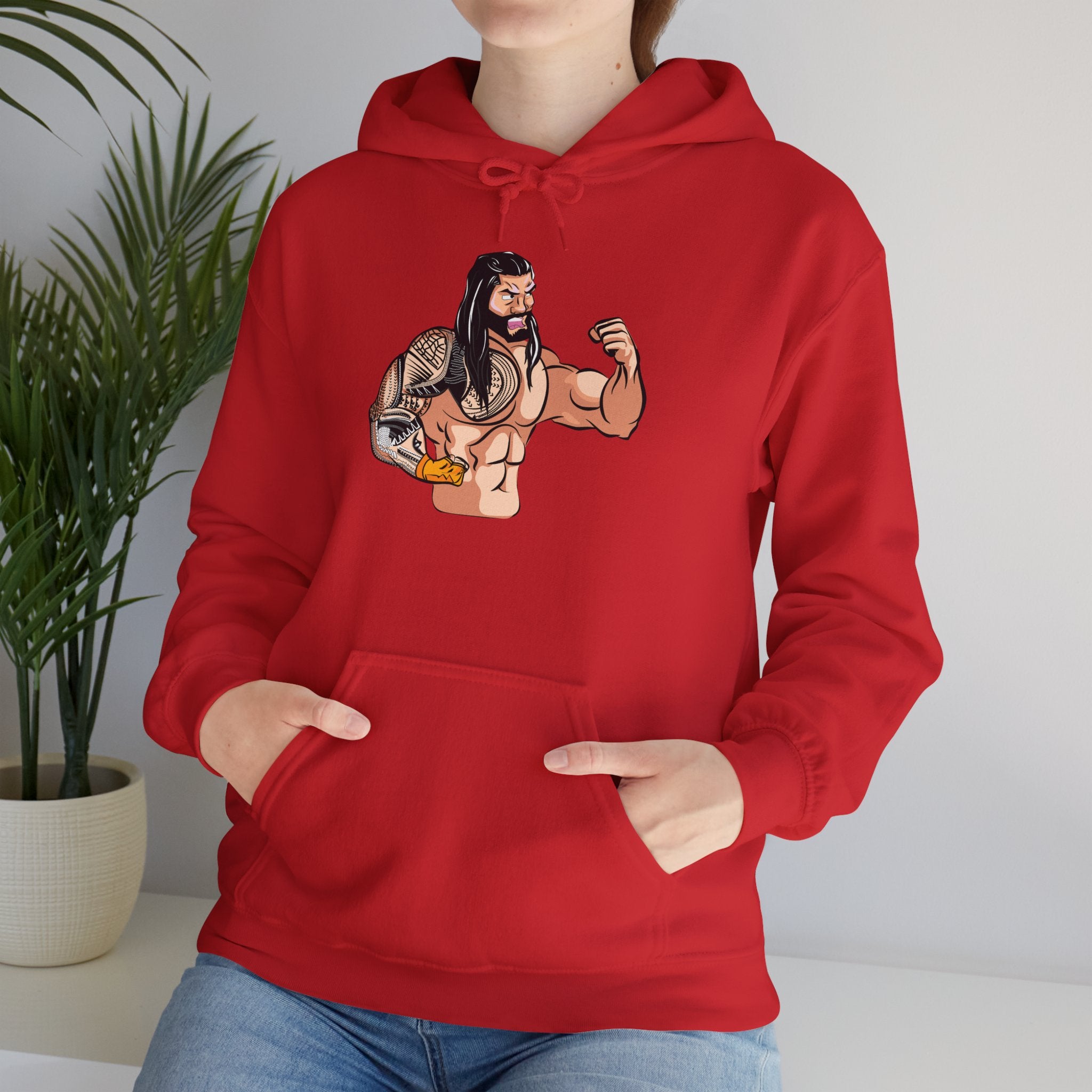 Roman Reigns Cartoon Design Hoodies, Gift for Her - Gift for Him, Sports Fan Wrestling Unisex Hooded Sweatshirt, Casual Outwear