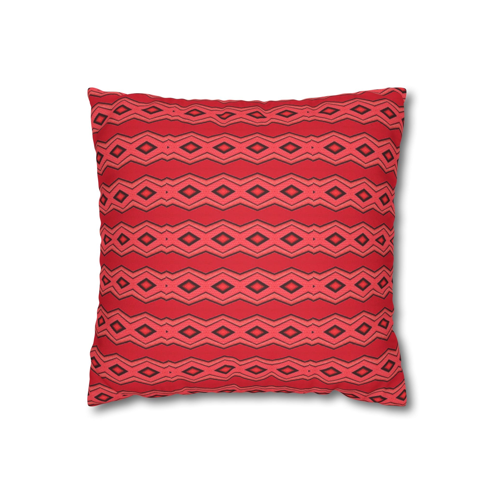 Square Pillowcase - Red Vintage Pattern - Decorative Pillows Cushion Covers for Couch Chair Bedroom Valentines Decorative, Faux Suede, Home Decor