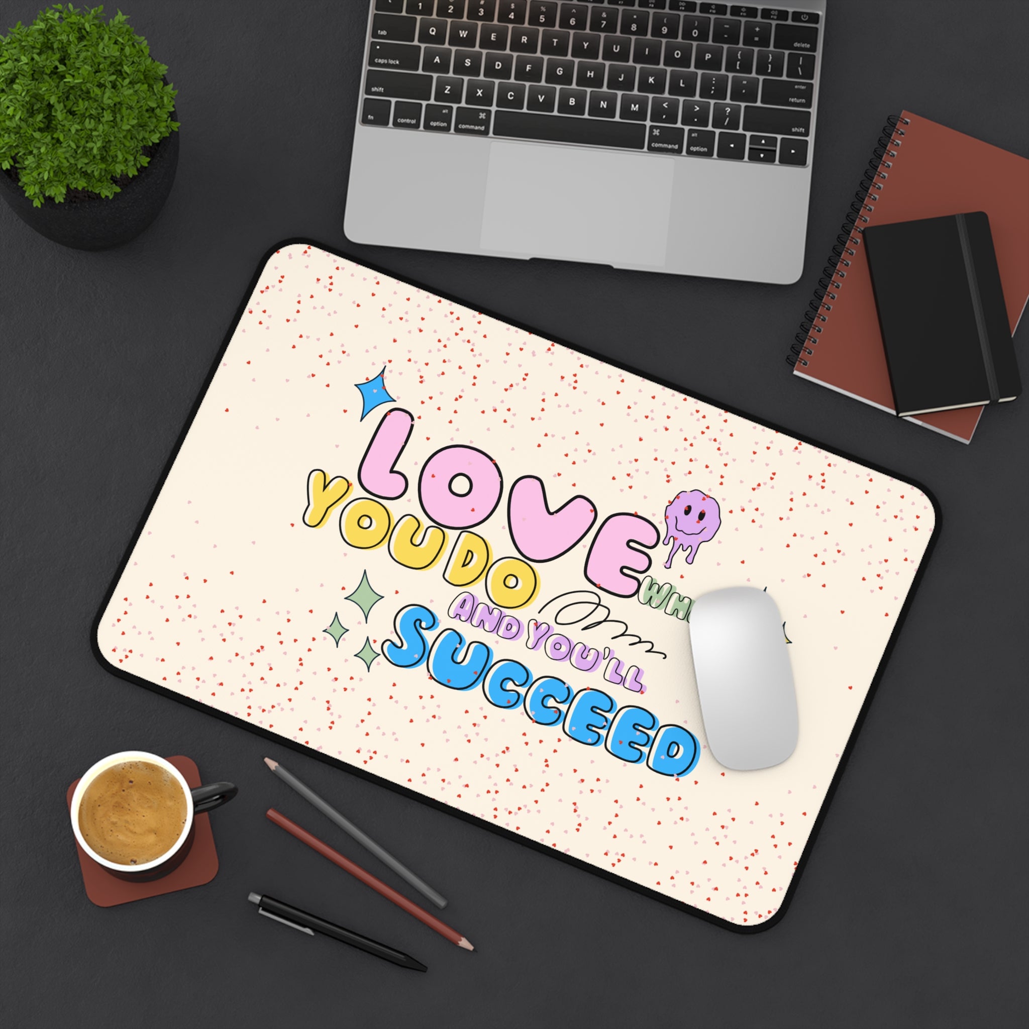 Love What You Do, Valentines Gift, Mouse Pad, Desk Matt for Desktop, Cute Desk Pad Mat, XXL Large Mouse Pad for Desk, Anti-Slip Big Mousepad with Stitched Edges, Keyboard Pad Mouse Mat for Computer