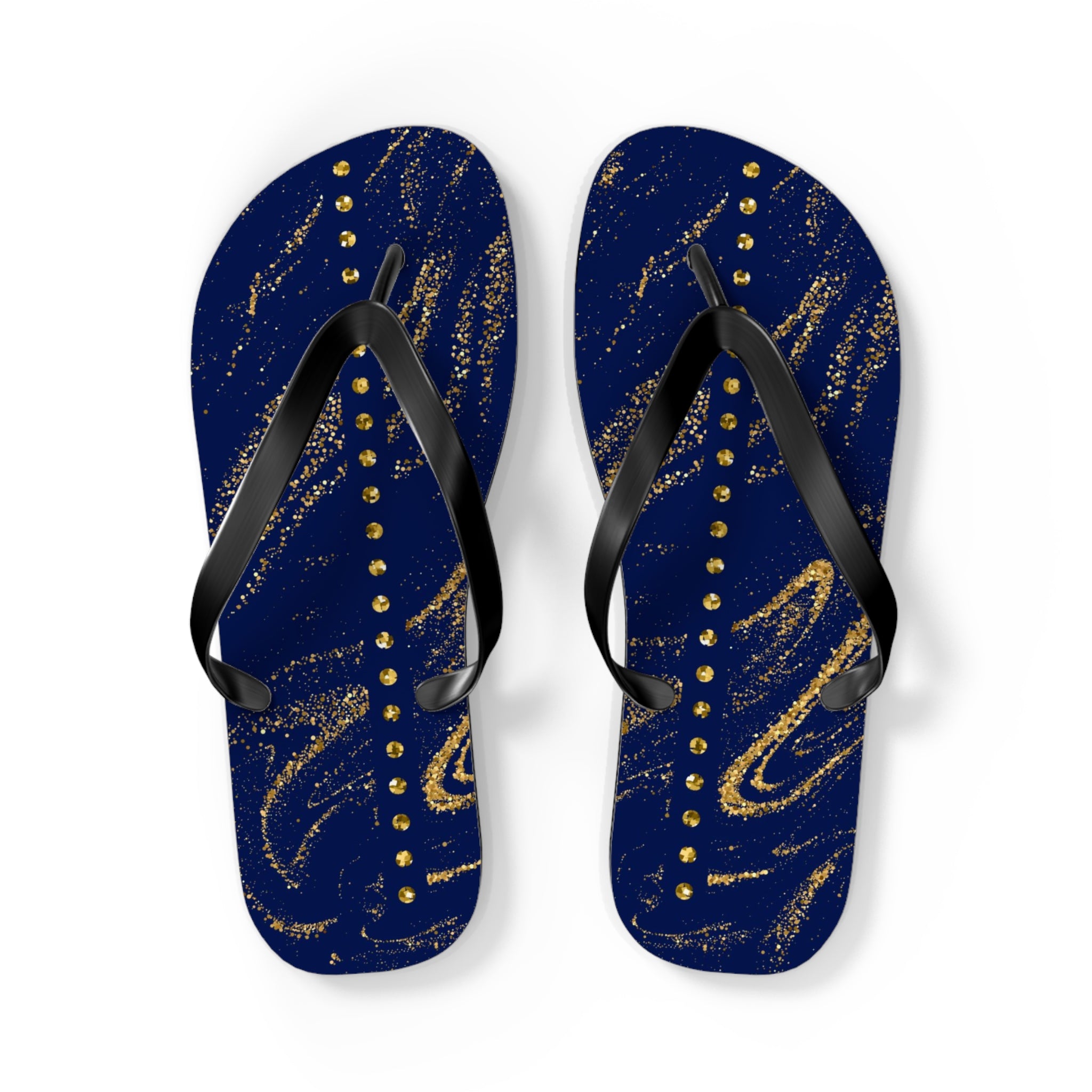 Dark Blue and Gold, Flip Flops for Women, Cute Designs, Everyday Use, Indoor Sleepers