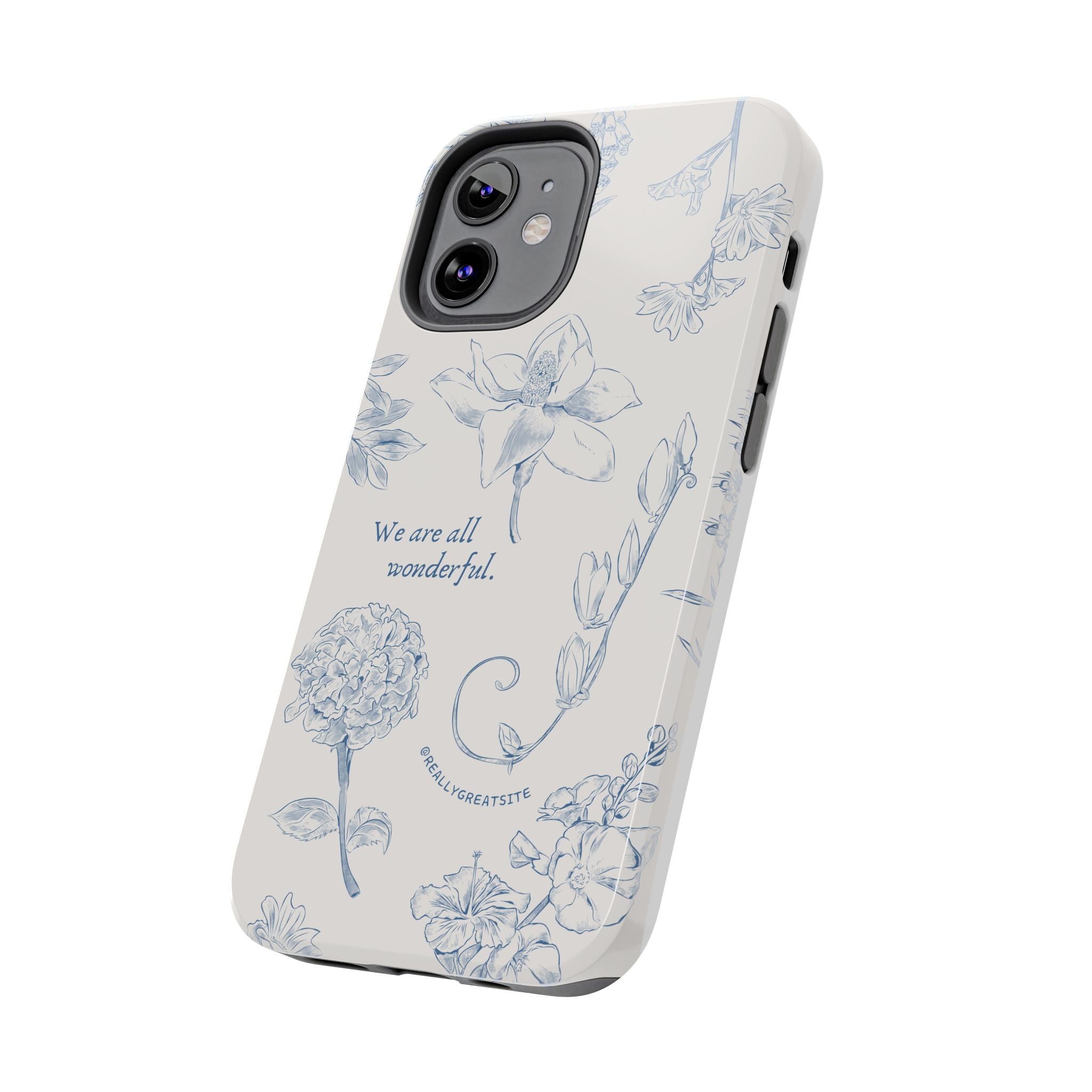 Dusty Blue Cream " We Are All Wonderfull", Elegant Phone Cases, Stylish Phone Covers, Chic Phone Protectors, Fashionable Case for Her, Trendy Smartphone Accessories