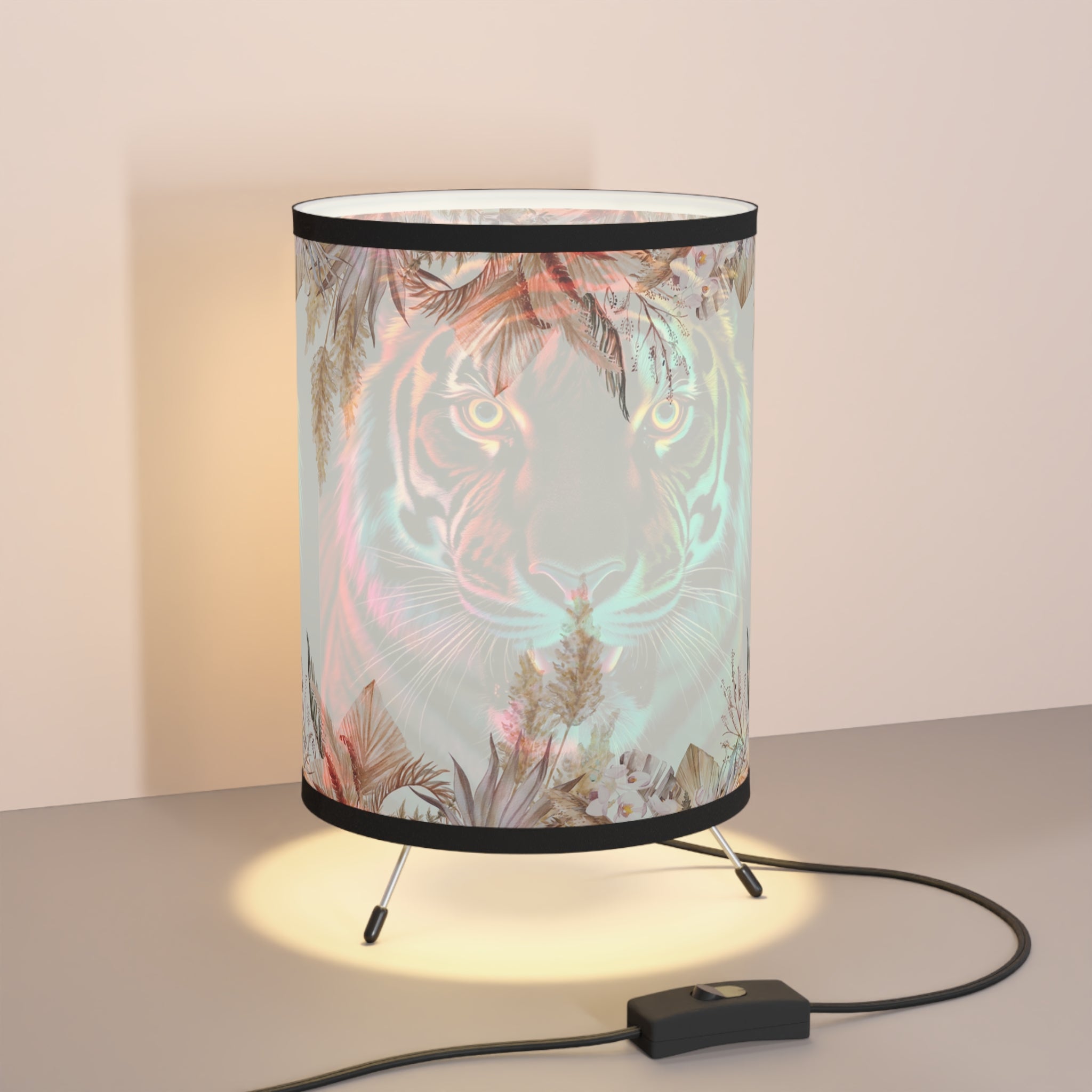 Cream And Brown Tiger Lamp, Desk Lamp for Bedroom, Living Room, Modern Style, Floral Bedside Lamp, Home Decor