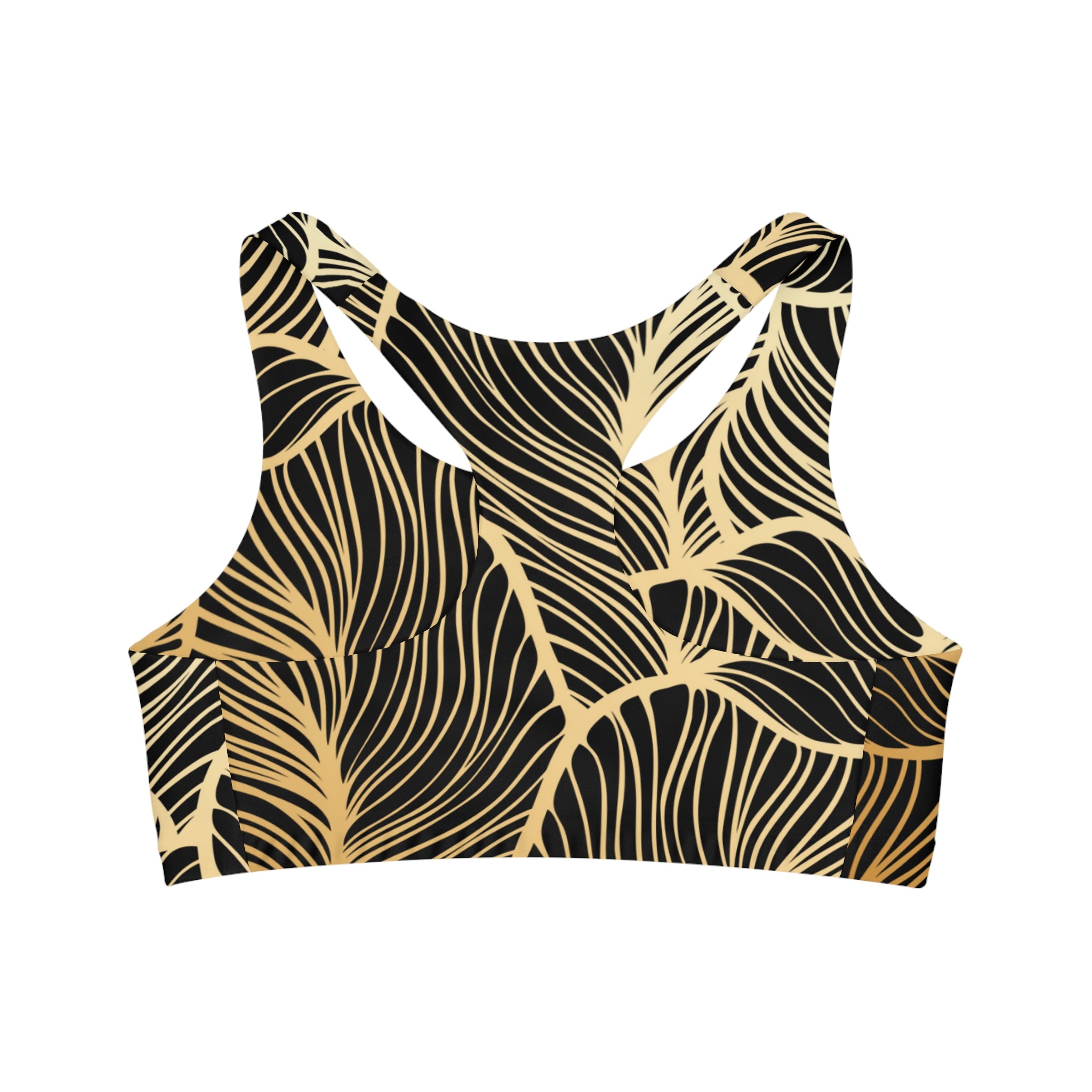 Black Gold, Racerback Sports Bra for Women - High Impact Workout Crop Tank Top