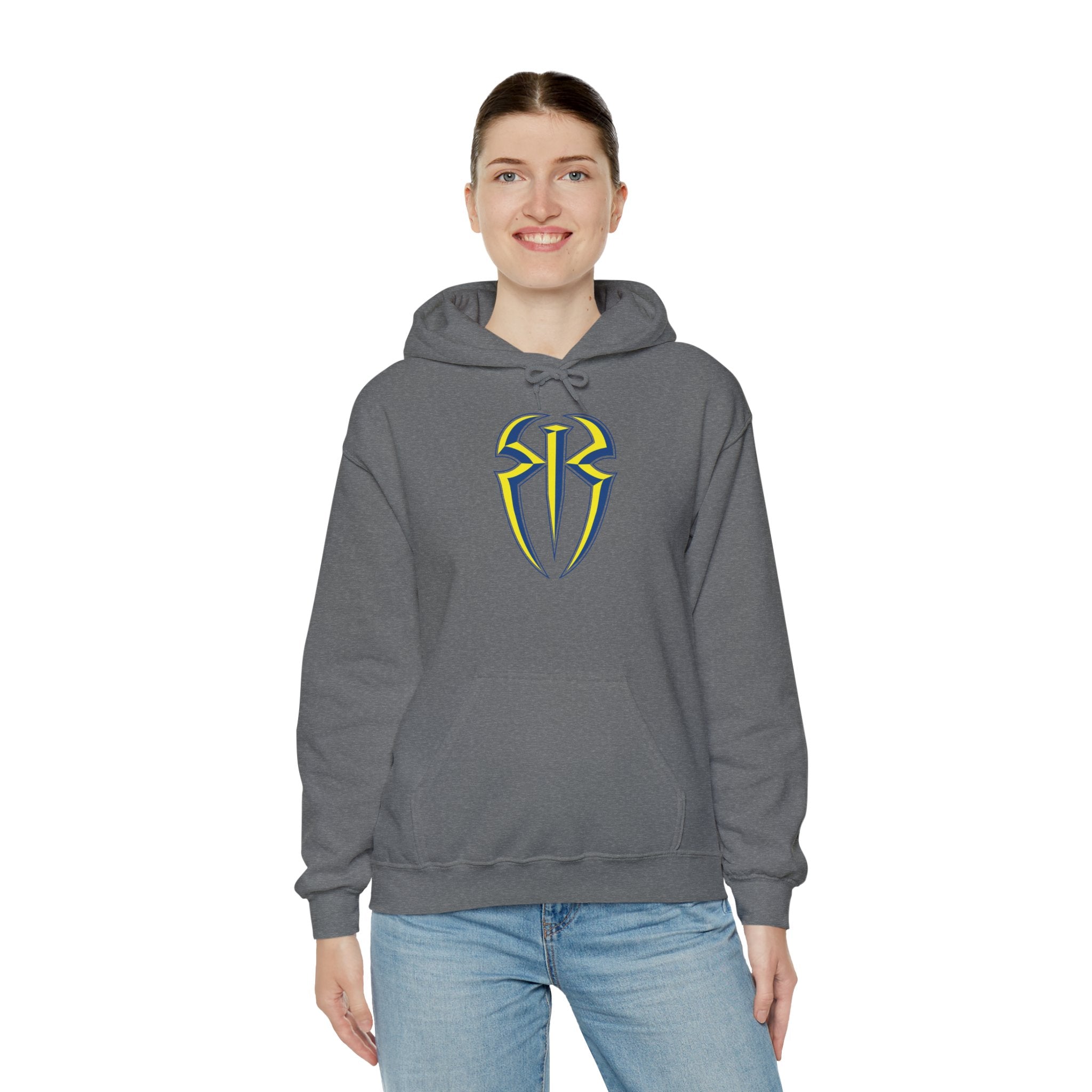 Roman Reigns Blue-Yellow Design Hoodies, Gift for Her - Gift for Him, Sports Fan Wrestling Unisex Hooded Sweatshirt, Casual Outwear