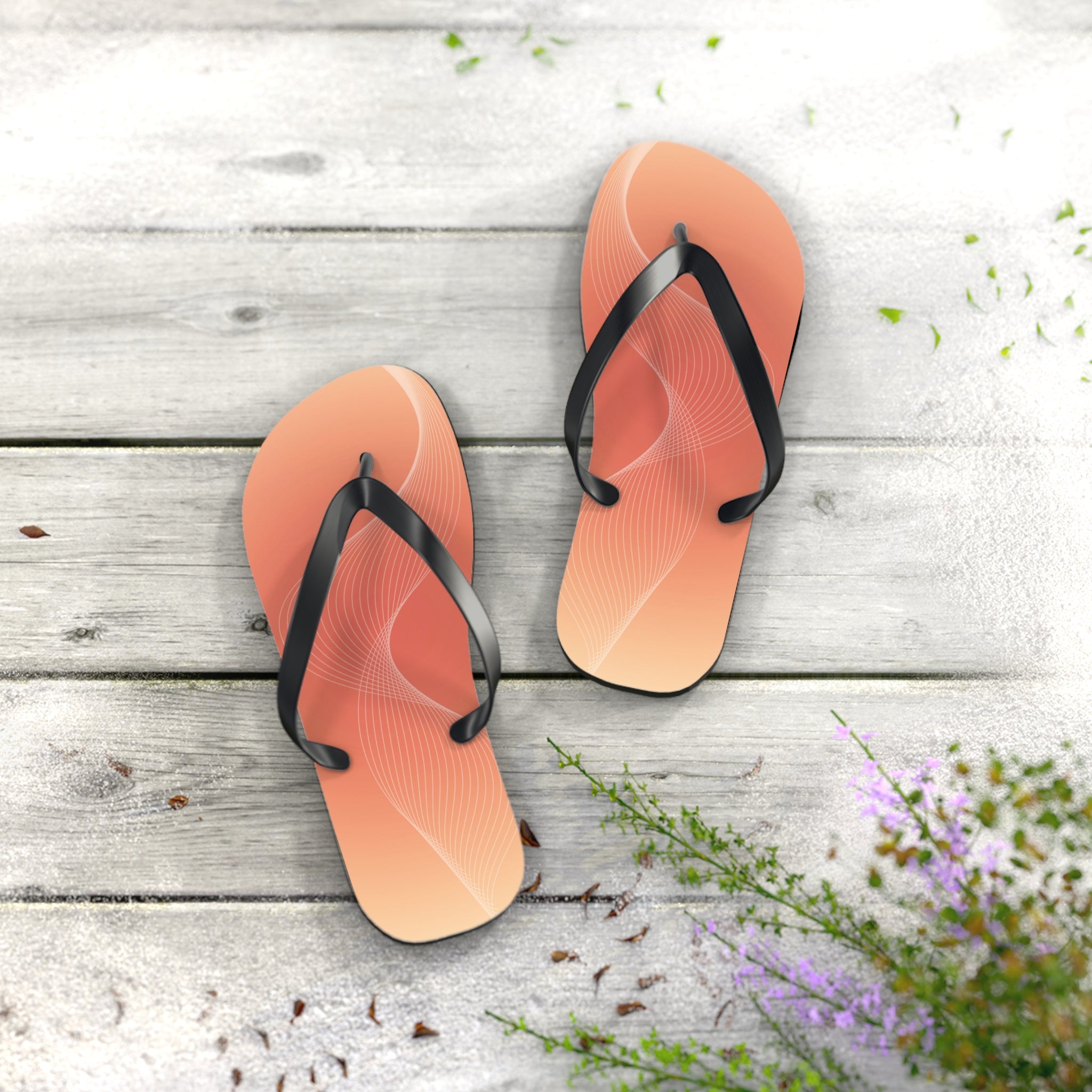 Beige and Orange Gradient Design, Flip Flops for Women, Cute Designs, Everyday Use, Indoor Sleepers