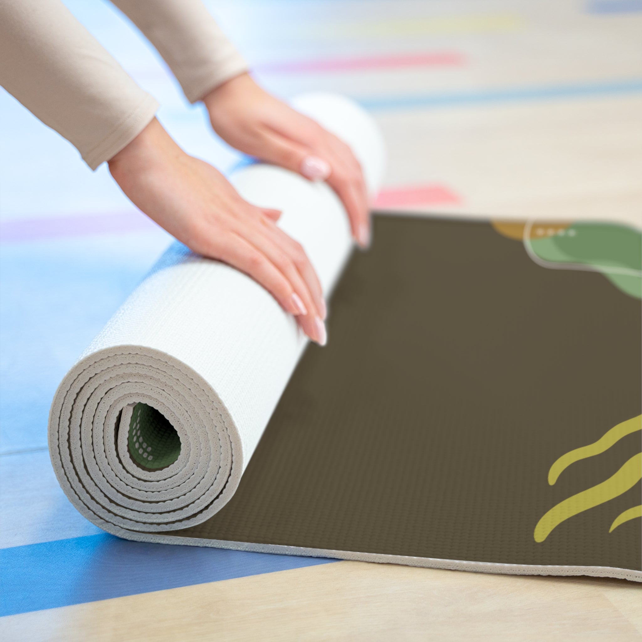 Green Foam Yoga Mat, Non Slip Workout Mat for Men Women, Thick Fitness Mat, Pilates Floor Mat, Exercise Yoga