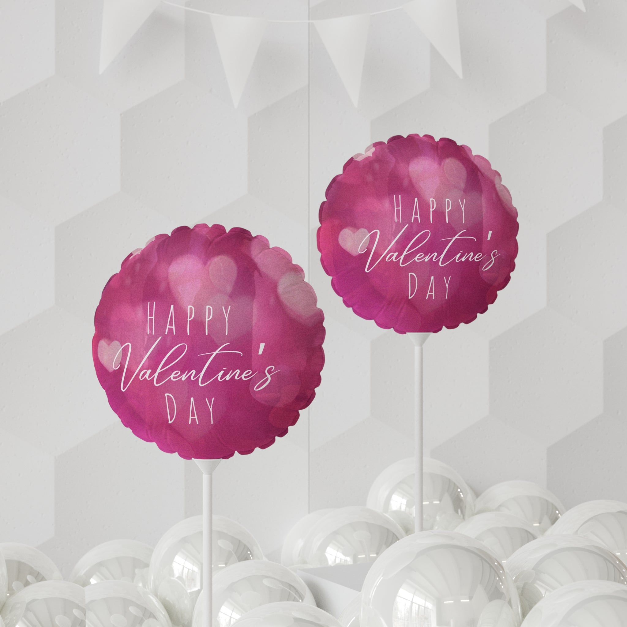 Happy  Valentine's Day- Lovely Pink- Balloons, Romantic Heart-Shaped Decorations and Words, Love Party Supplies, Anniversary Celebration