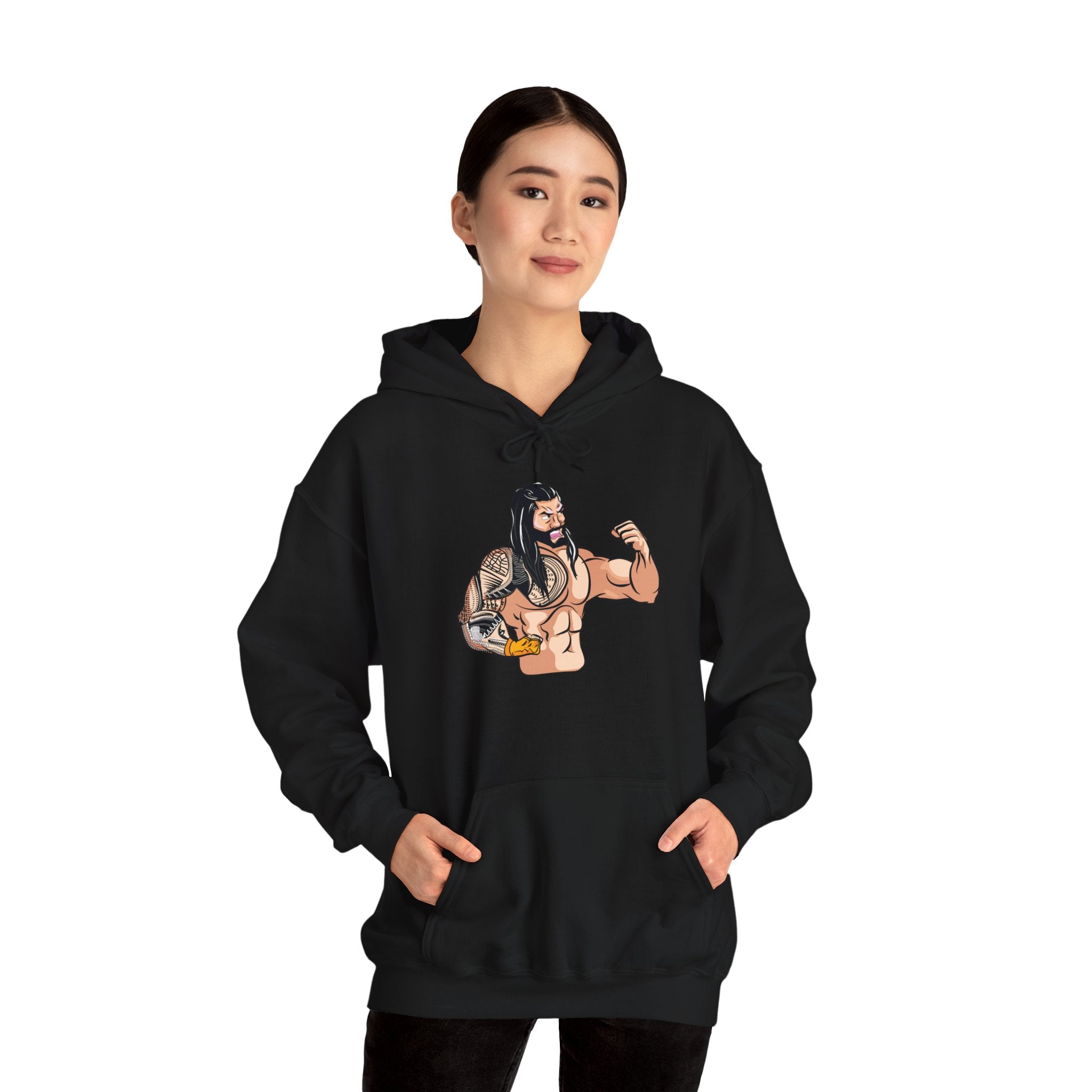 Roman Reigns Cartoon Design Hoodies, Gift for Her - Gift for Him, Sports Fan Wrestling Unisex Hooded Sweatshirt, Casual Outwear