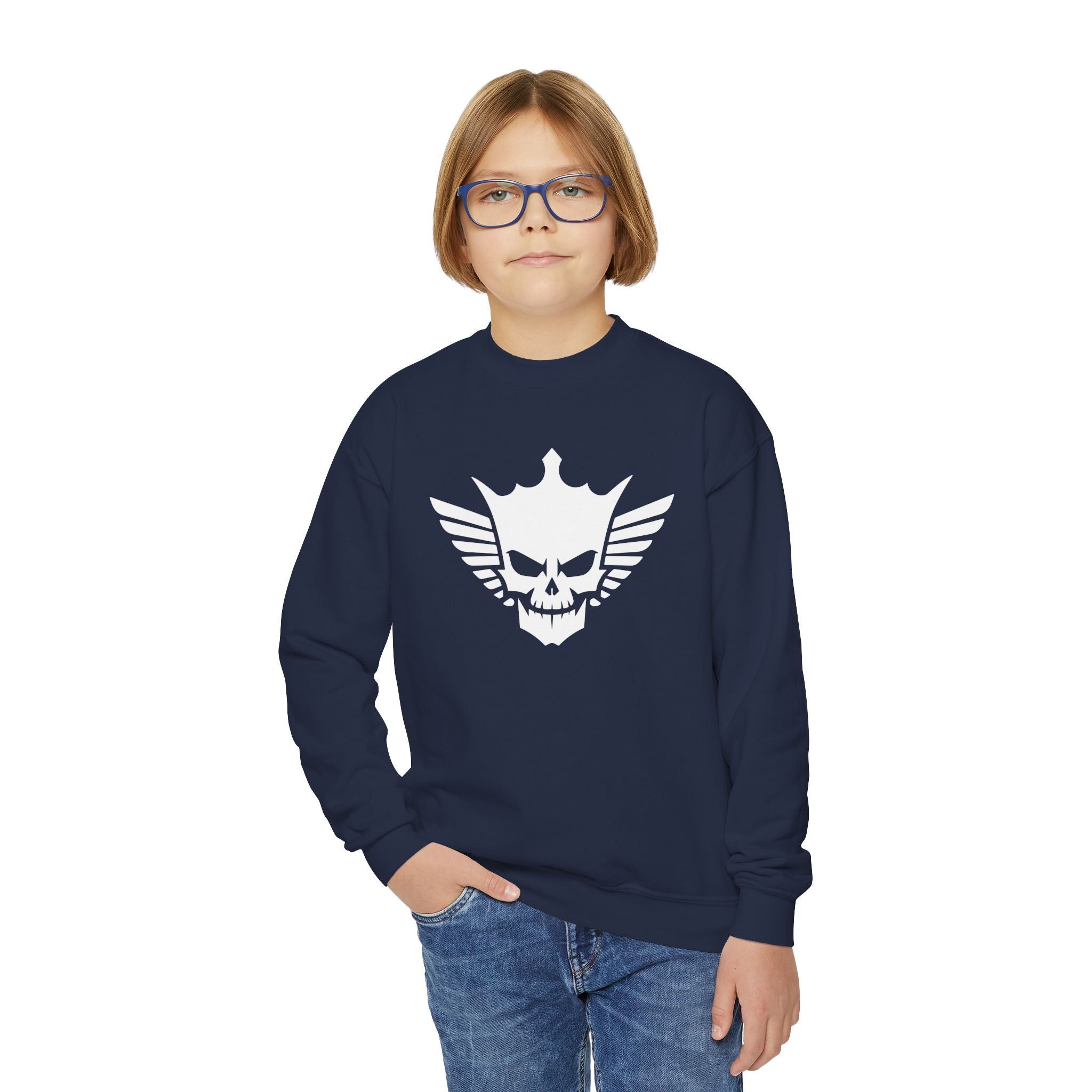 Cody Rhodes White Skull Design, Youth Sports Fan Crewneck Sweatshirt for Kids, Perfect Gift for Kids, Unisex Sweatshirt, Casual Outwear