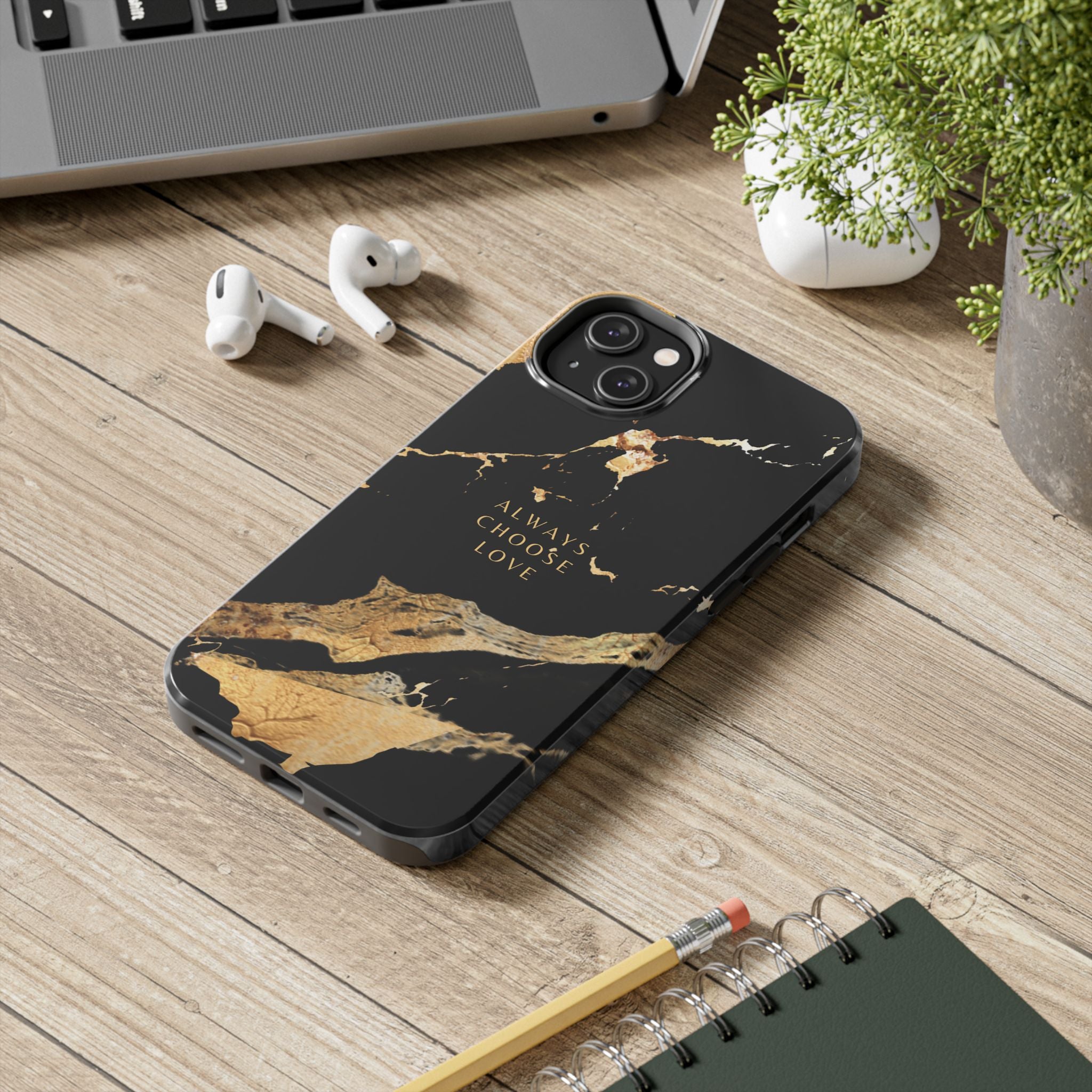 Black Gold Always Choose Love, Elegant Phone Cases, Stylish Phone Covers, Chic Phone Protectors, Fashionable Case for Her, Trendy Smartphone Accessories