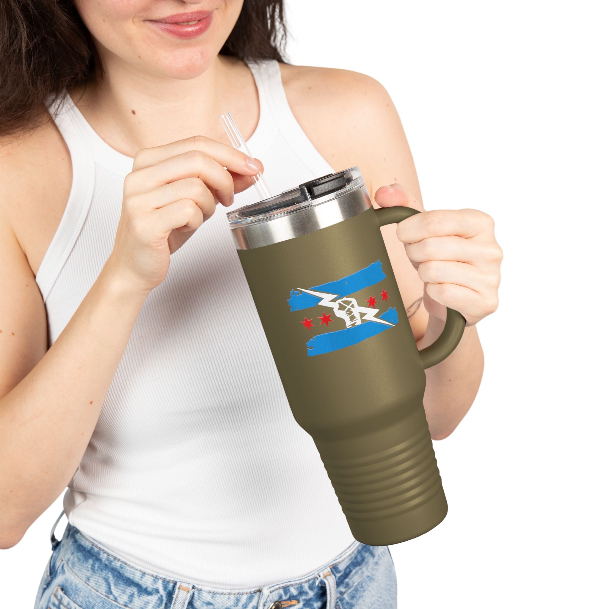 CM Punk Fag Blue-Red-White Graphic Design,  Insulated Travel Mug, Gift for Her Gift for Him - 40oz, Gift for Her, Gift for Him