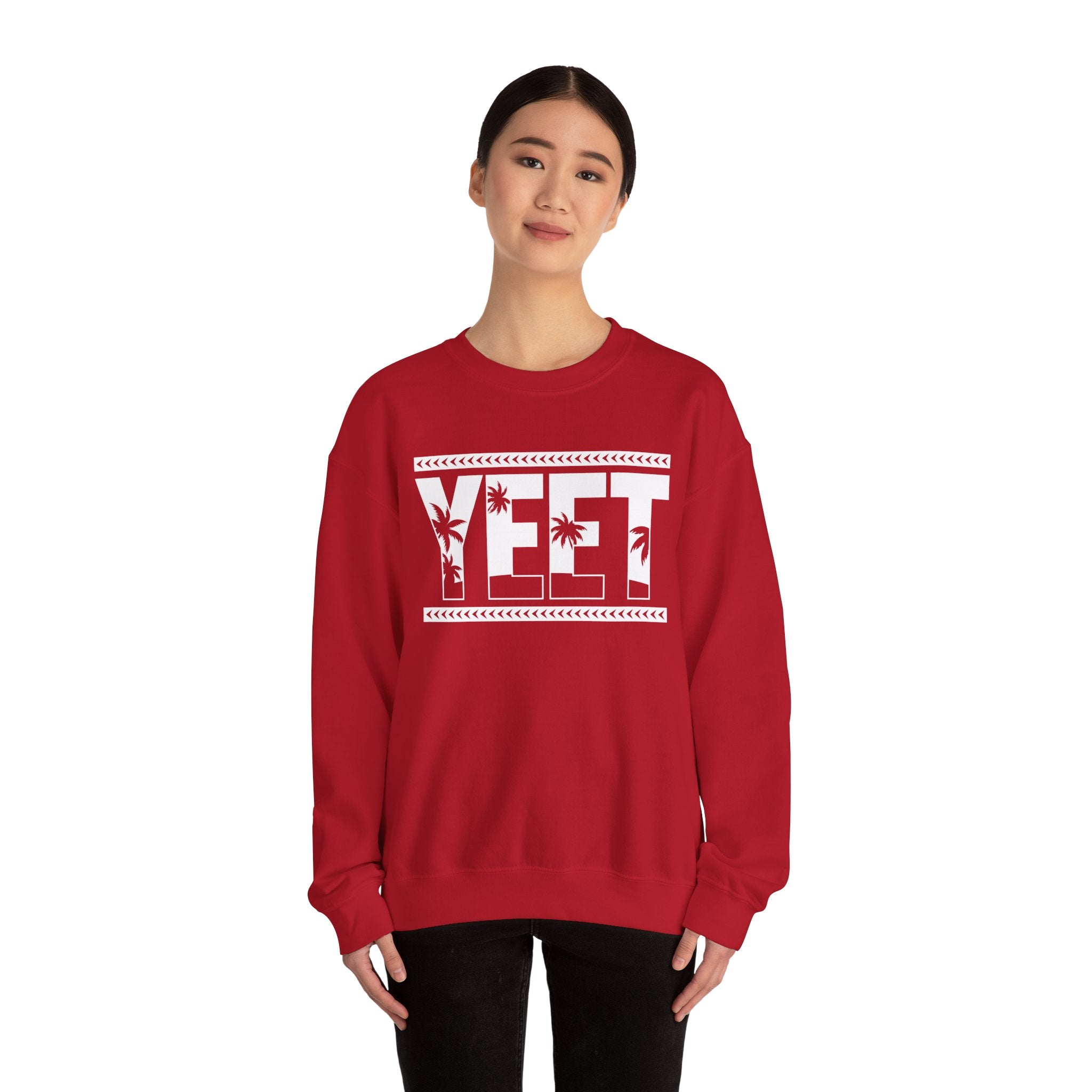 White Yeet Sweatshirt, Wrestling Fan Unisex Sweatshirt - Gift for Him or Her, Casual Outwear, Heavy Blend Crewneck Sweatshirt