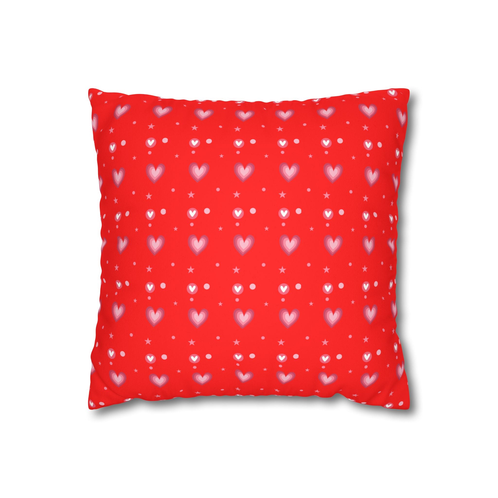 Square Pillowcase - Hearts Valentines - Decorative Pillows Cushion Covers for Couch Chair Bedroom Valentines Decorative, Faux Suede, Home Decor