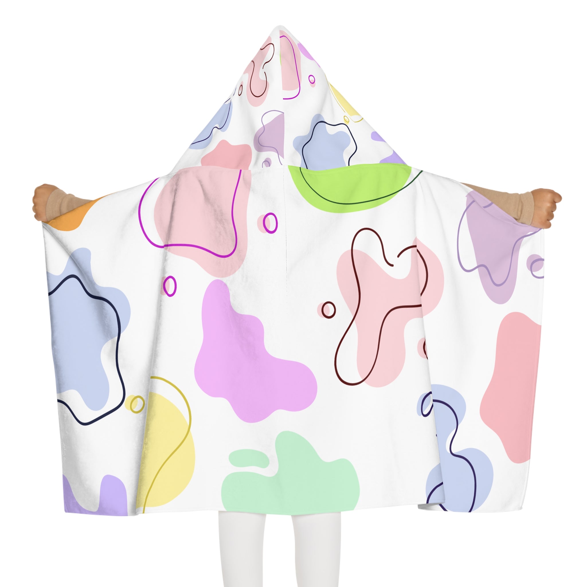 Colorful Pastel Soft Blob Dinosaur Kids Hooded Towel, Cute Designs - Youth Hooded Towel