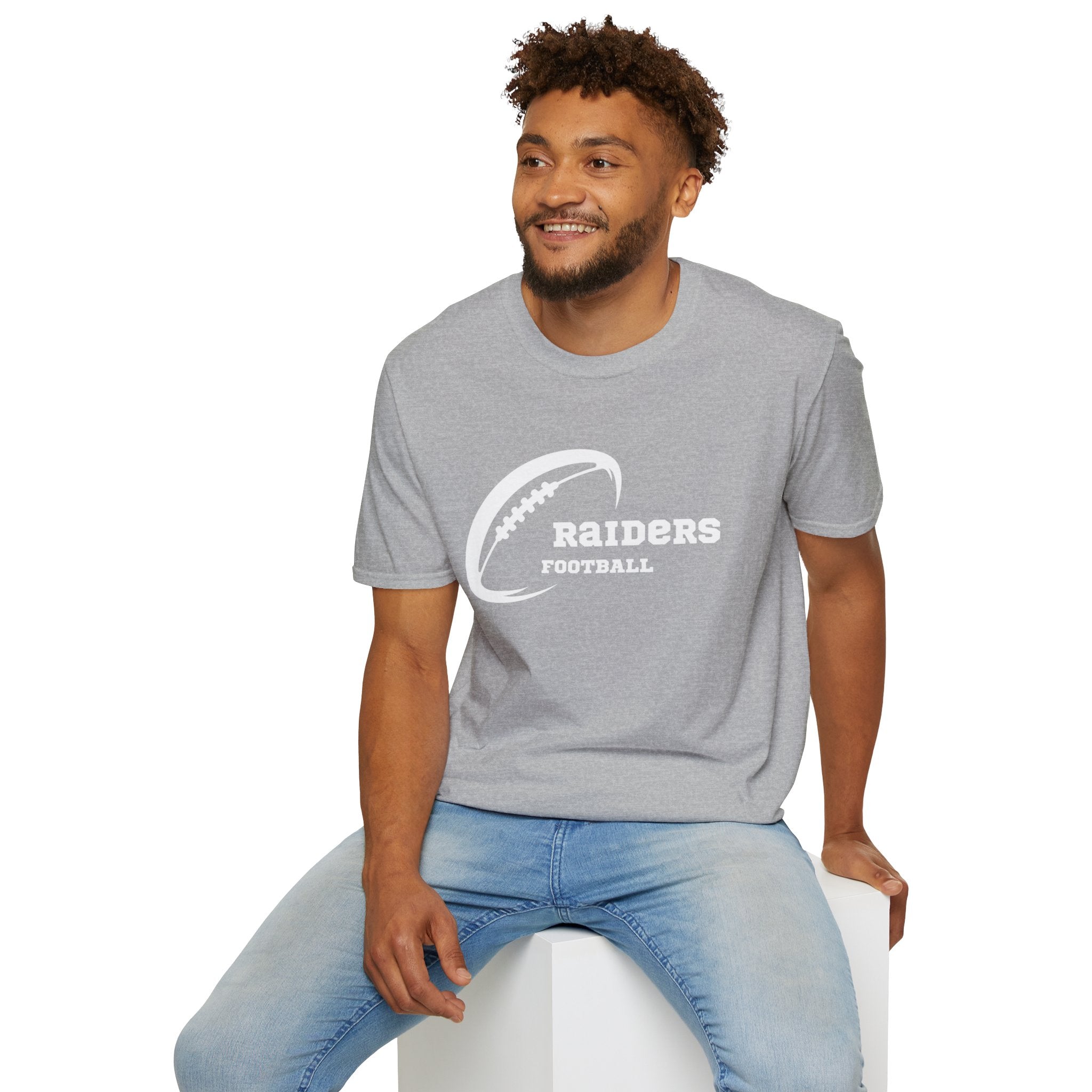 All White Raiders Fan Football Shirt, Unisex Softstyle T-Shirt, Football Fan Tee, Football Fan Gift, Sports Fan Apparel