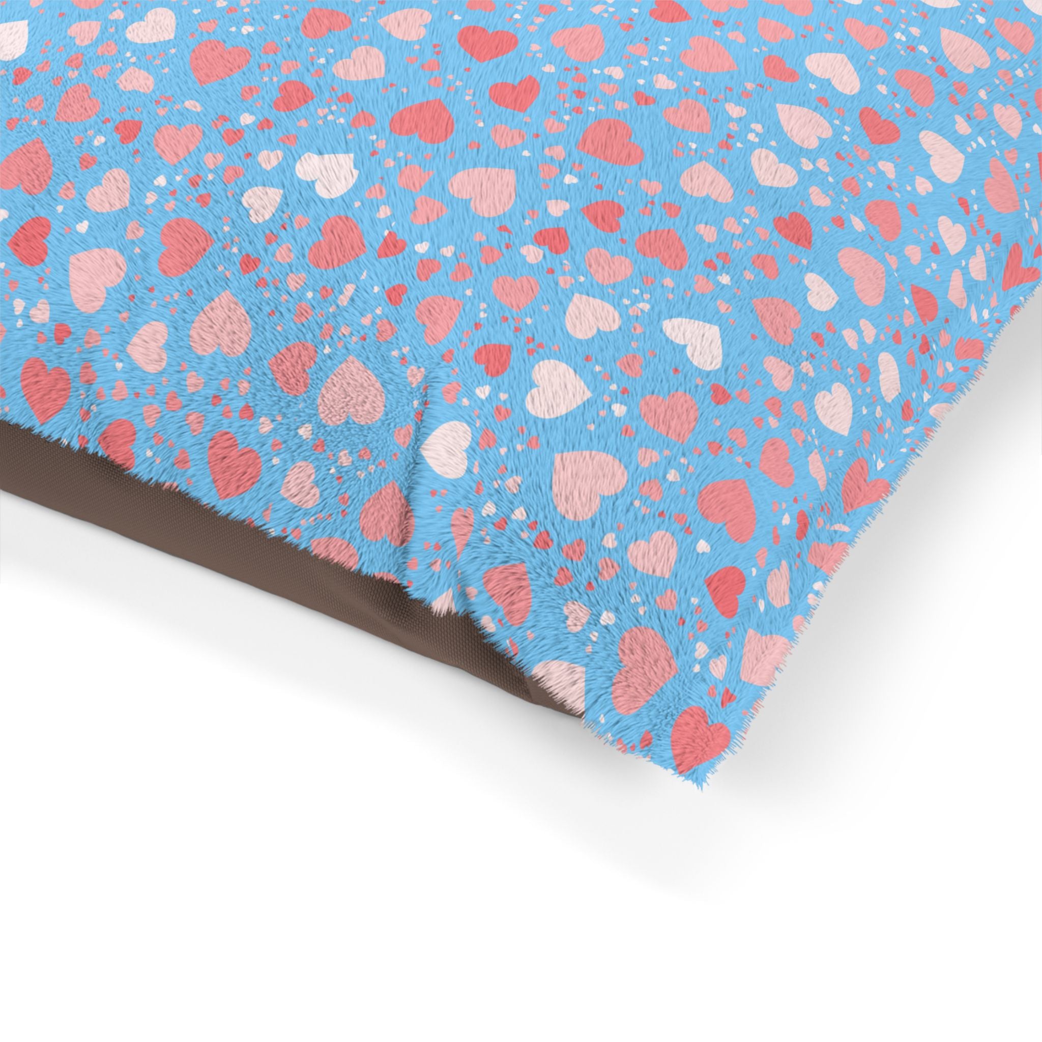 Blue & Pink Heart Pattern Pet Bed - Cat and Dog Bed, Anti-Anxiety Pet Bed, Calming Dog Bed for Puppy, Cozy Cat Bed, Fluffy Dog Beds, Washable Puppy Bed for Indoor Pets