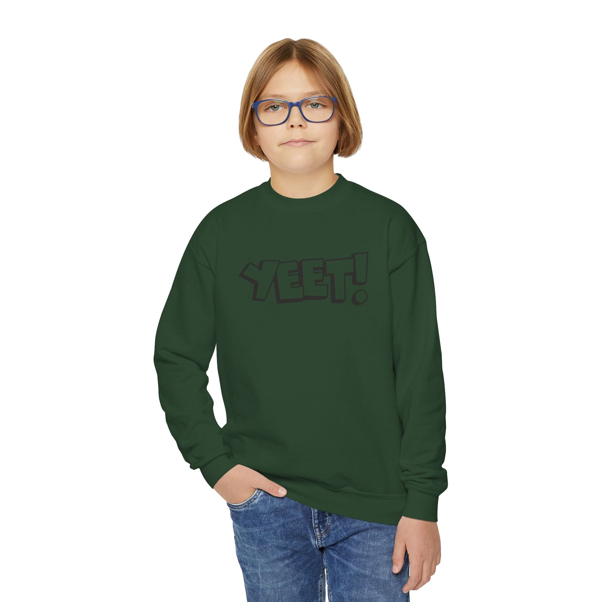 Yeet, Youth Sports Fan Crewneck Sweatshirt for Kids, Perfect Gift for Kids, Unisex Sweatshirt, Casual Outwear, Graphic Sweatshirt