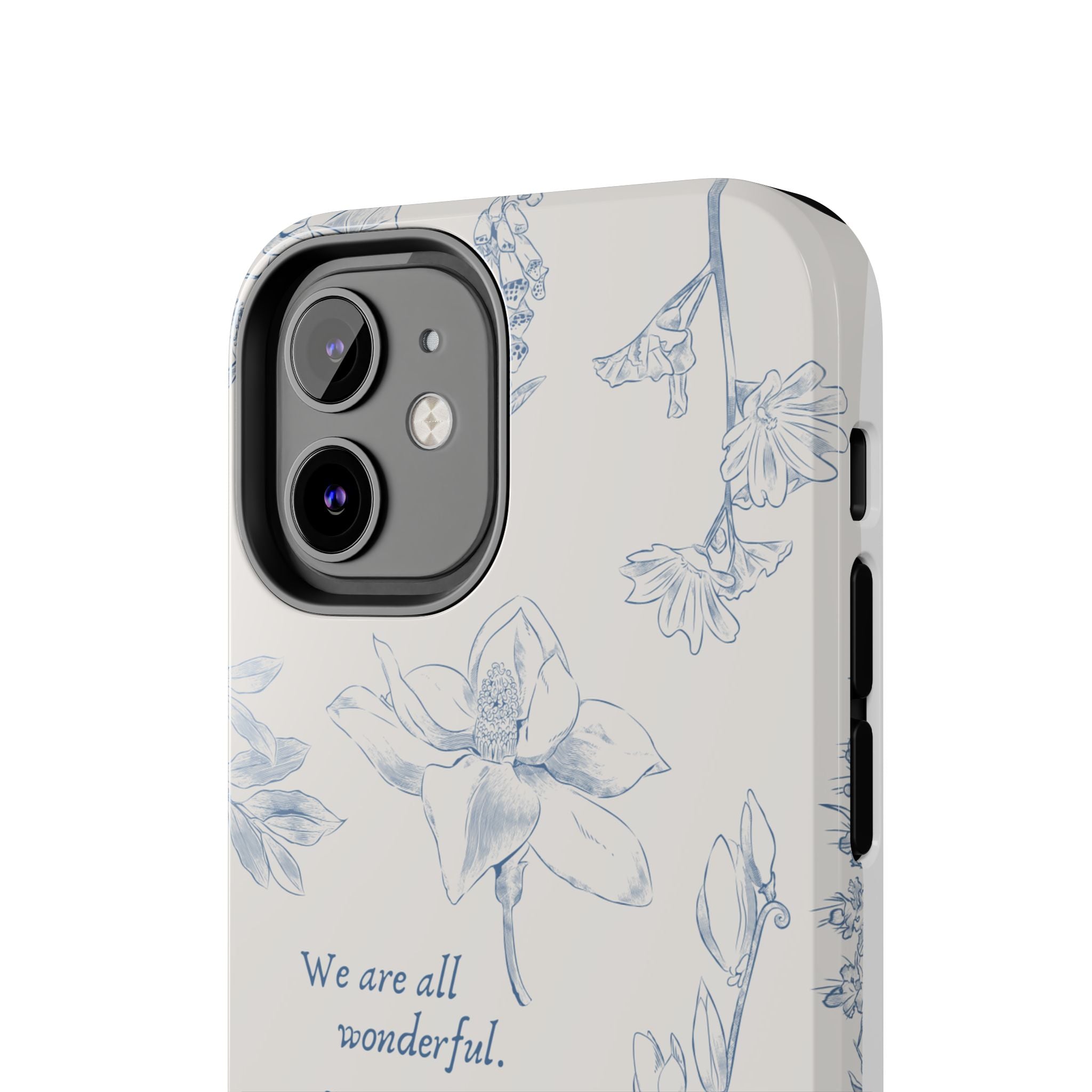 Dusty Blue Cream " We Are All Wonderfull", Elegant Phone Cases, Stylish Phone Covers, Chic Phone Protectors, Fashionable Case for Her, Trendy Smartphone Accessories