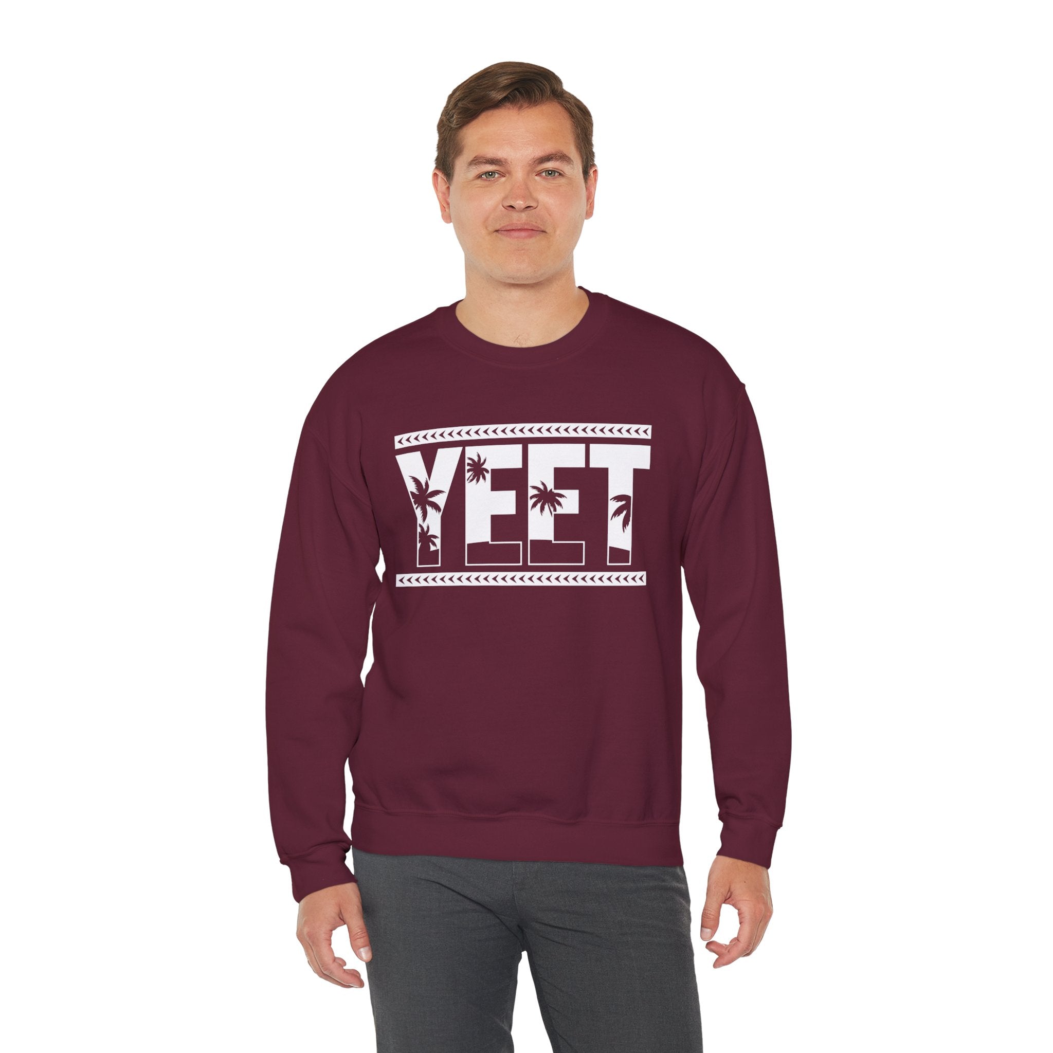 White Yeet Sweatshirt, Wrestling Fan Unisex Sweatshirt - Gift for Him or Her, Casual Outwear, Heavy Blend Crewneck Sweatshirt