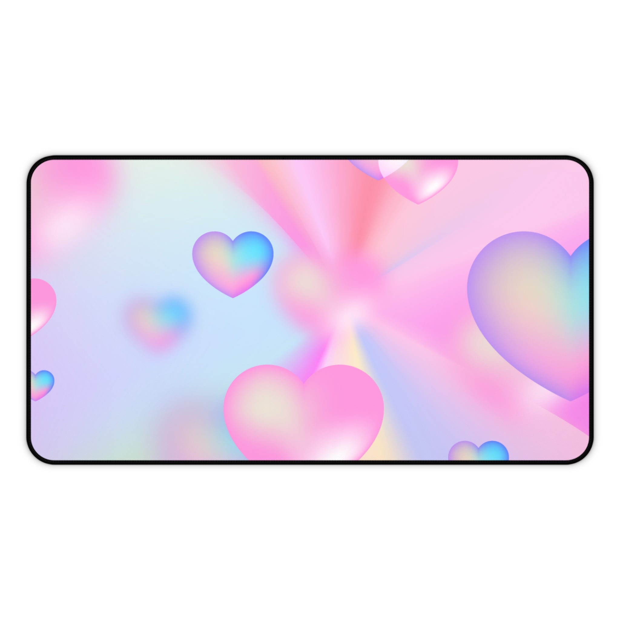 Pink and Blue Gradient Love Hearts Pattern, Valentines Gift, Mouse Pad, Desk Matt for Desktop, Cute Desk Pad Mat, XXL Large Mouse Pad for Desk, Anti-Slip Big Mousepad with Stitched Edges, Keyboard Pad Mouse Mat for Computer