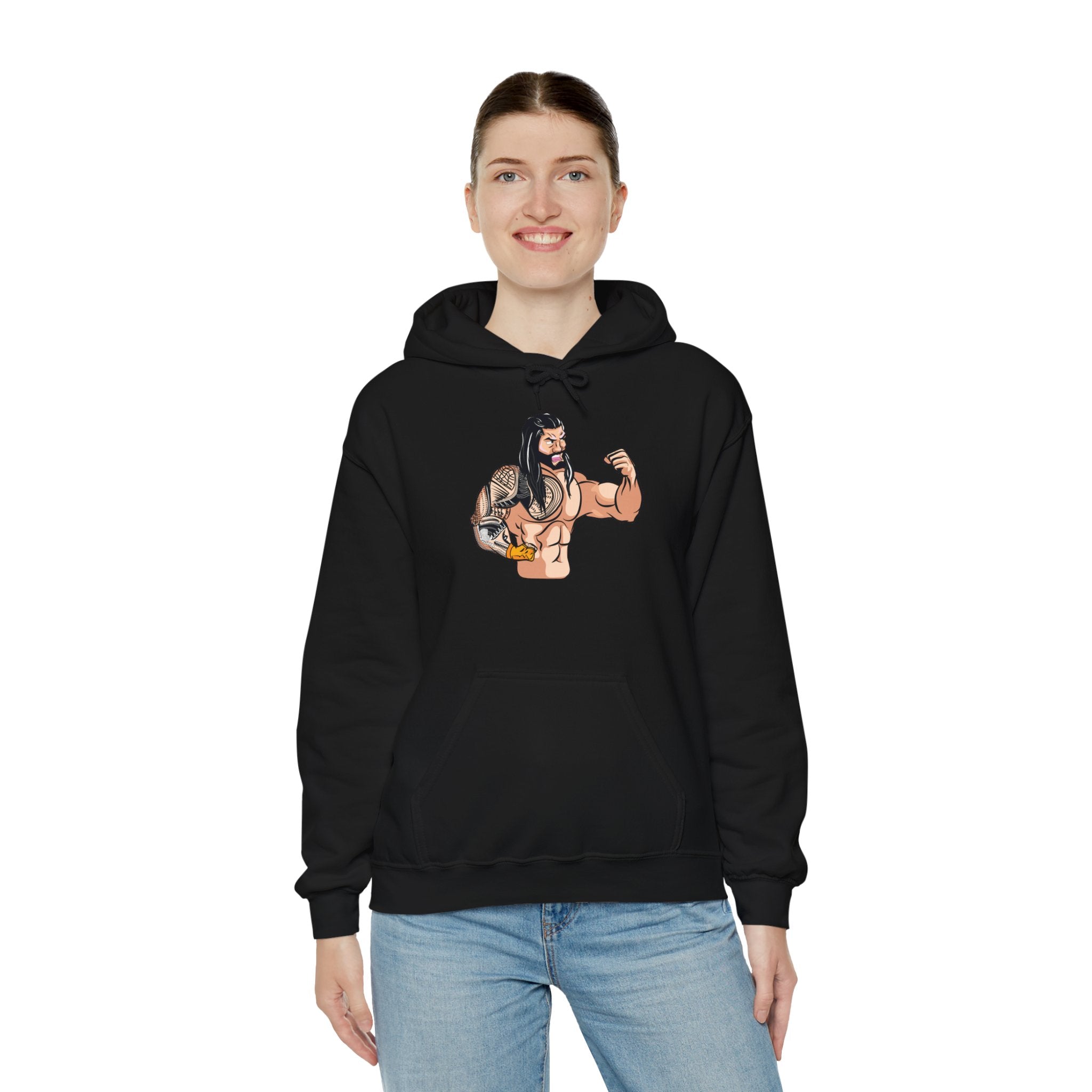 Roman Reigns Cartoon Design Hoodies, Gift for Her - Gift for Him, Sports Fan Wrestling Unisex Hooded Sweatshirt, Casual Outwear