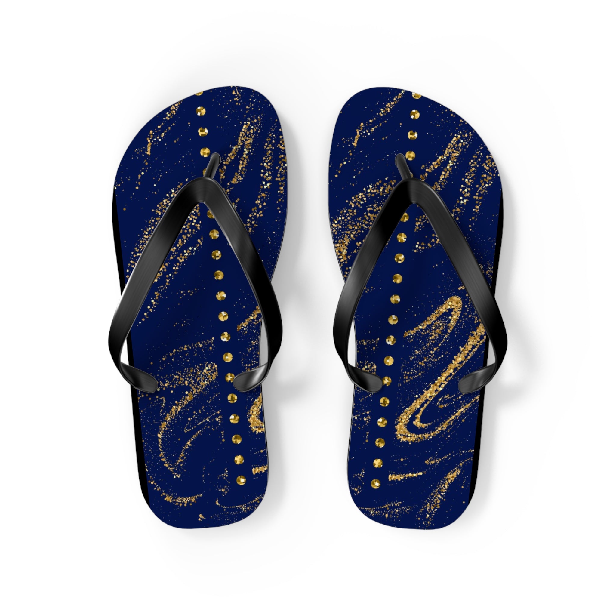 Dark Blue and Gold, Flip Flops for Women, Cute Designs, Everyday Use, Indoor Sleepers