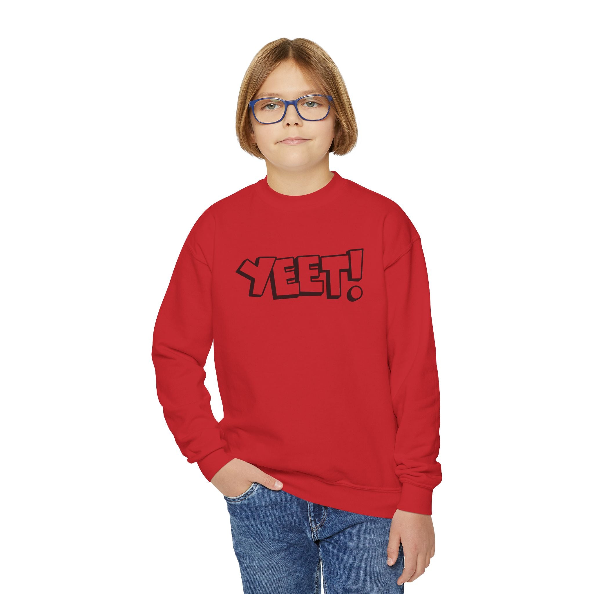 Yeet, Youth Sports Fan Crewneck Sweatshirt for Kids, Perfect Gift for Kids, Unisex Sweatshirt, Casual Outwear, Graphic Sweatshirt