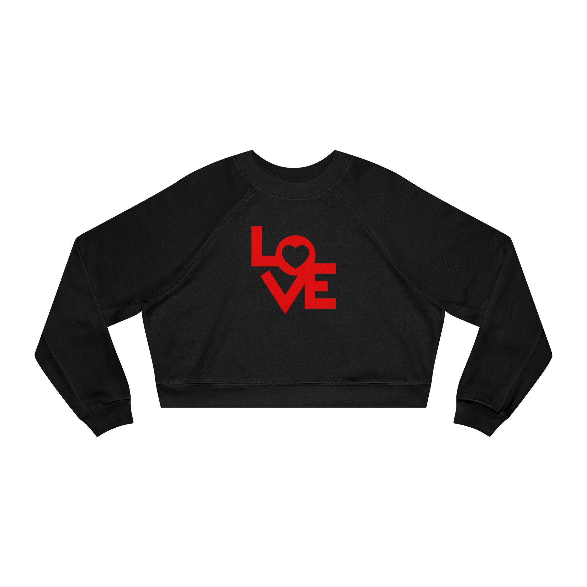 LOVE Graphic Cropped Fleece Pullover, Valentines Gift for Her, Long Sleeve Women's Shirt, Casual Pullover Top, Graphic Shirt Valentines