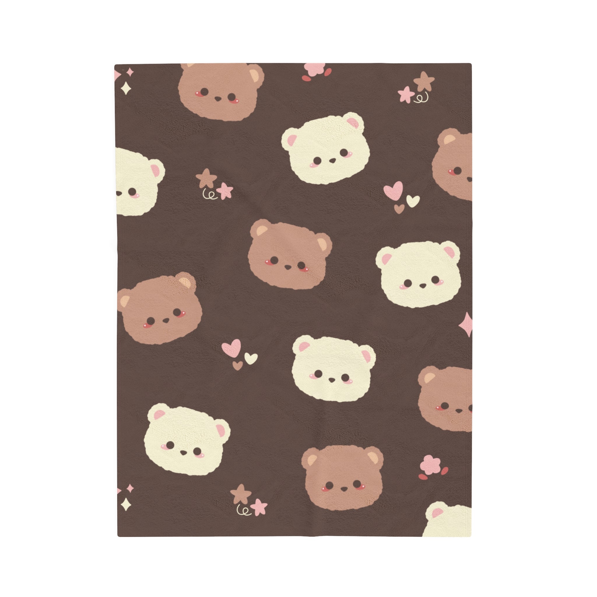 Brown Cute Bear Design Velveteen Plush Blanket, Gift for Boys and Girls, Cozy Throw Blanket, Children's Bedroom Decor, Nursery Bedding