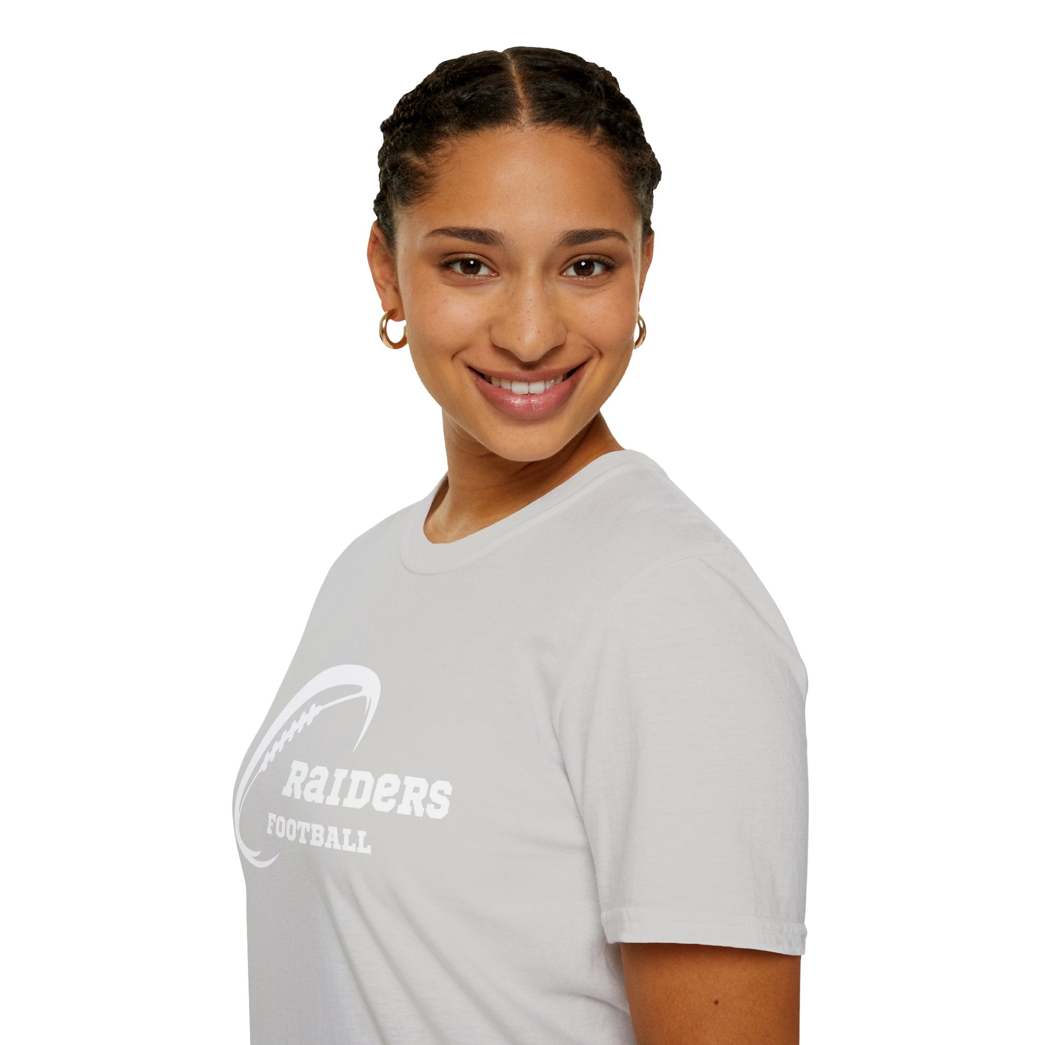 All White Raiders Fan Football Shirt, Unisex Softstyle T-Shirt, Football Fan Tee, Football Fan Gift, Sports Fan Apparel