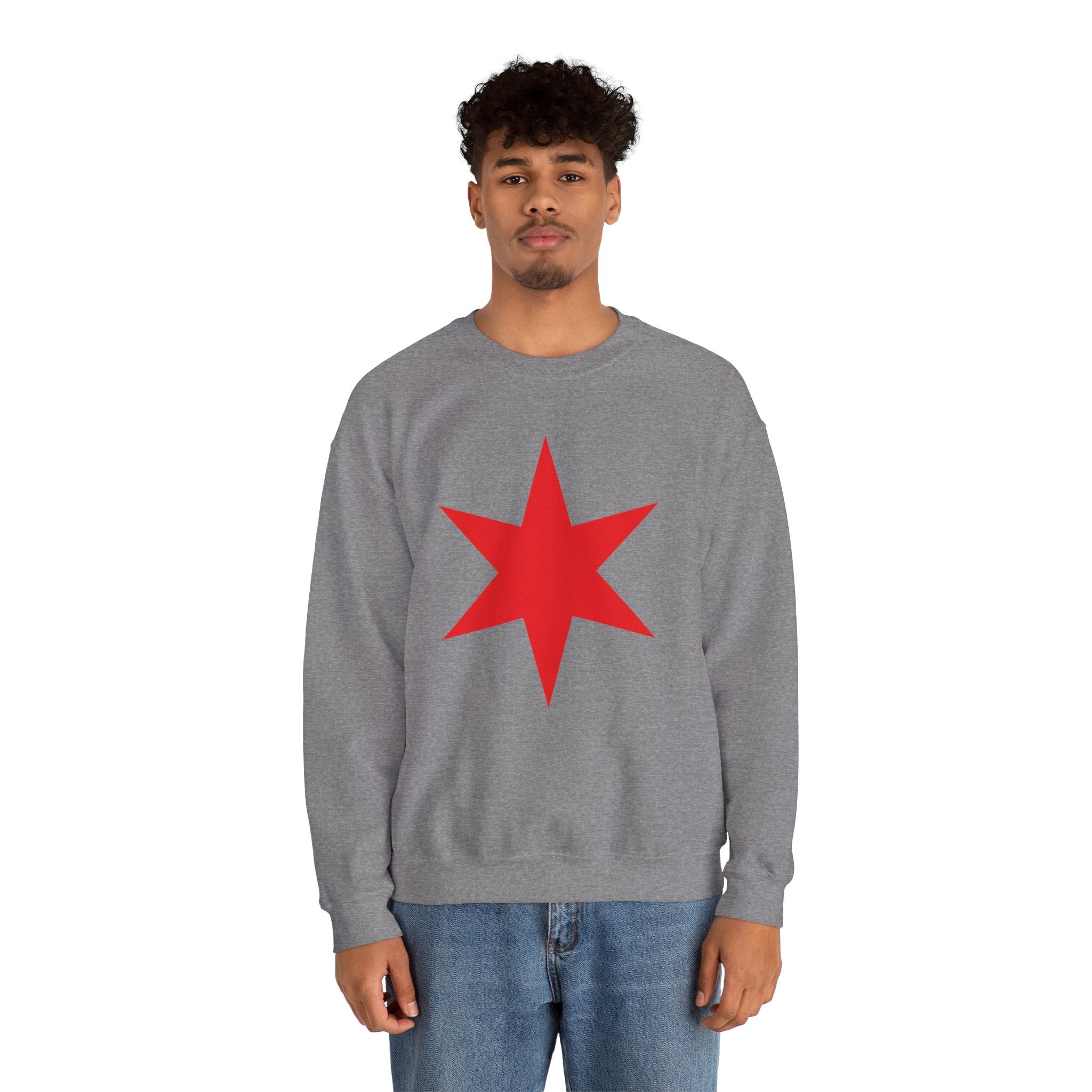 Chicago Star Sweatshirt, Wrestling Fan Unisex Sweatshirt - Gift for Him or Her, Casual Outwear, Heavy Blend Crewneck Sweatshirt