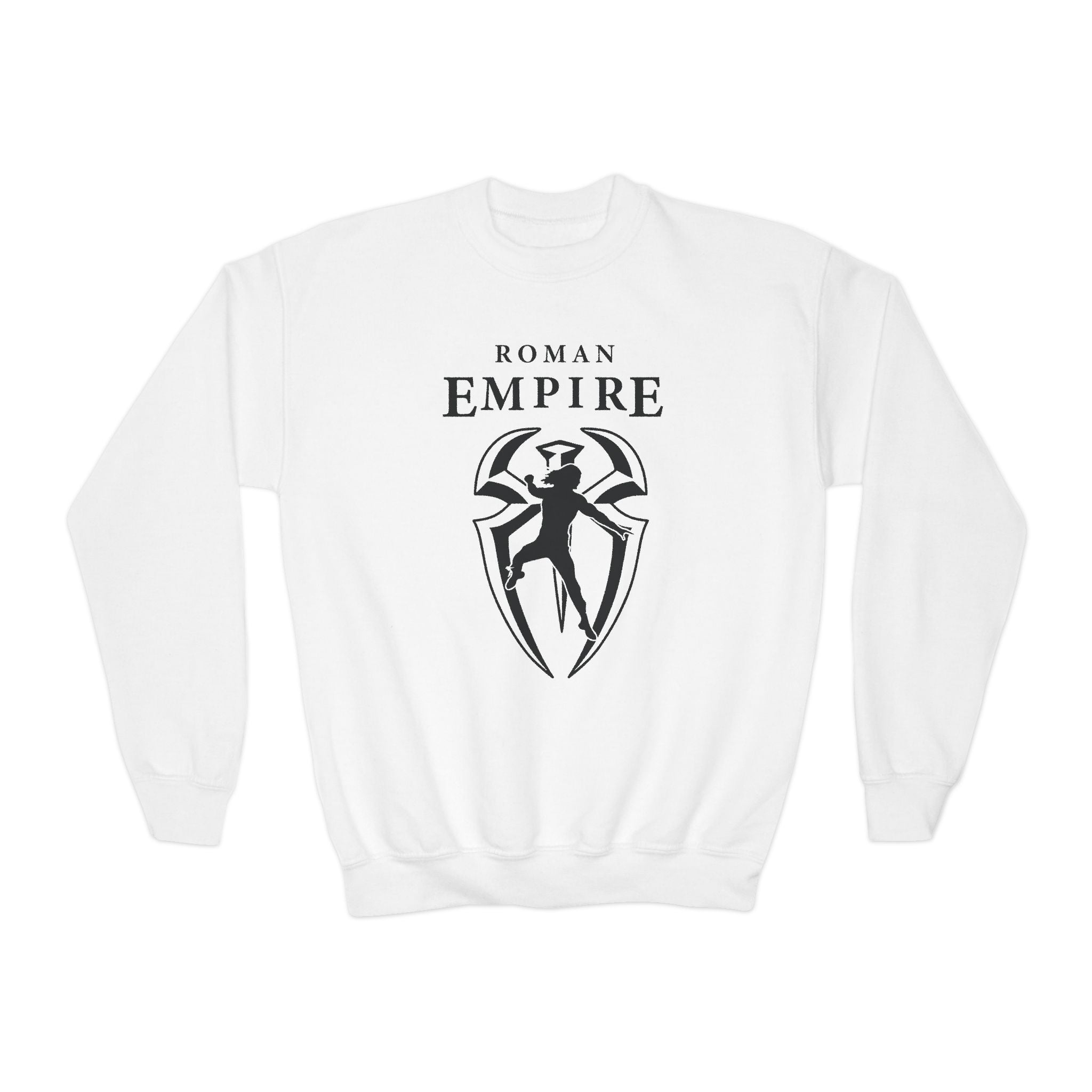 Roman Empire, Roman Reigns Jump Graphic Logo Design, Youth Sports Fan Crewneck Sweatshirt for Kids, Perfect Gift for Kids, Unisex Sweatshirt, Casual Outwear