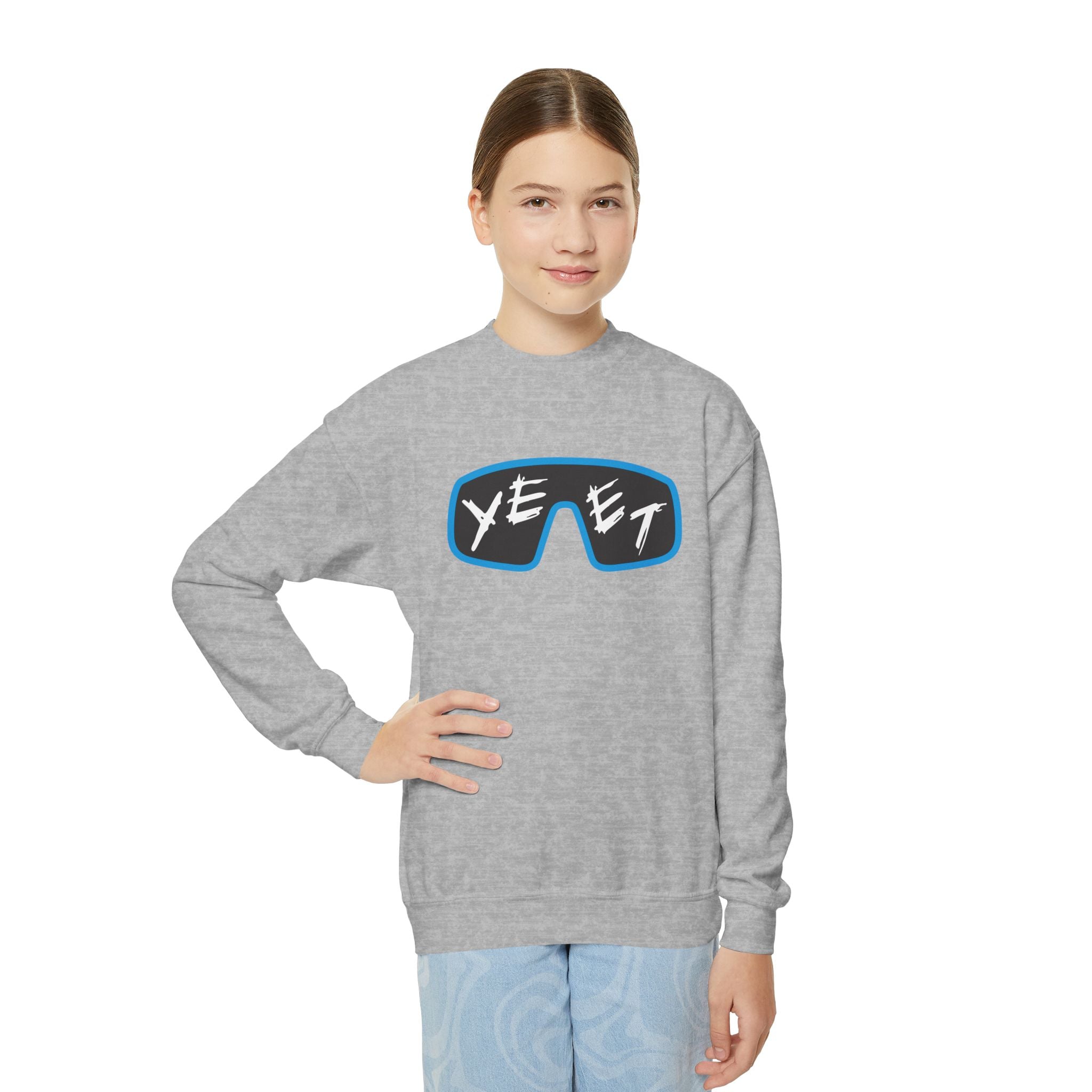 Yeet Glasses Design, Youth Sports Fan Crewneck Sweatshirt for Kids, Perfect Gift for Kids, Unisex Sweatshirt, Casual Outwear