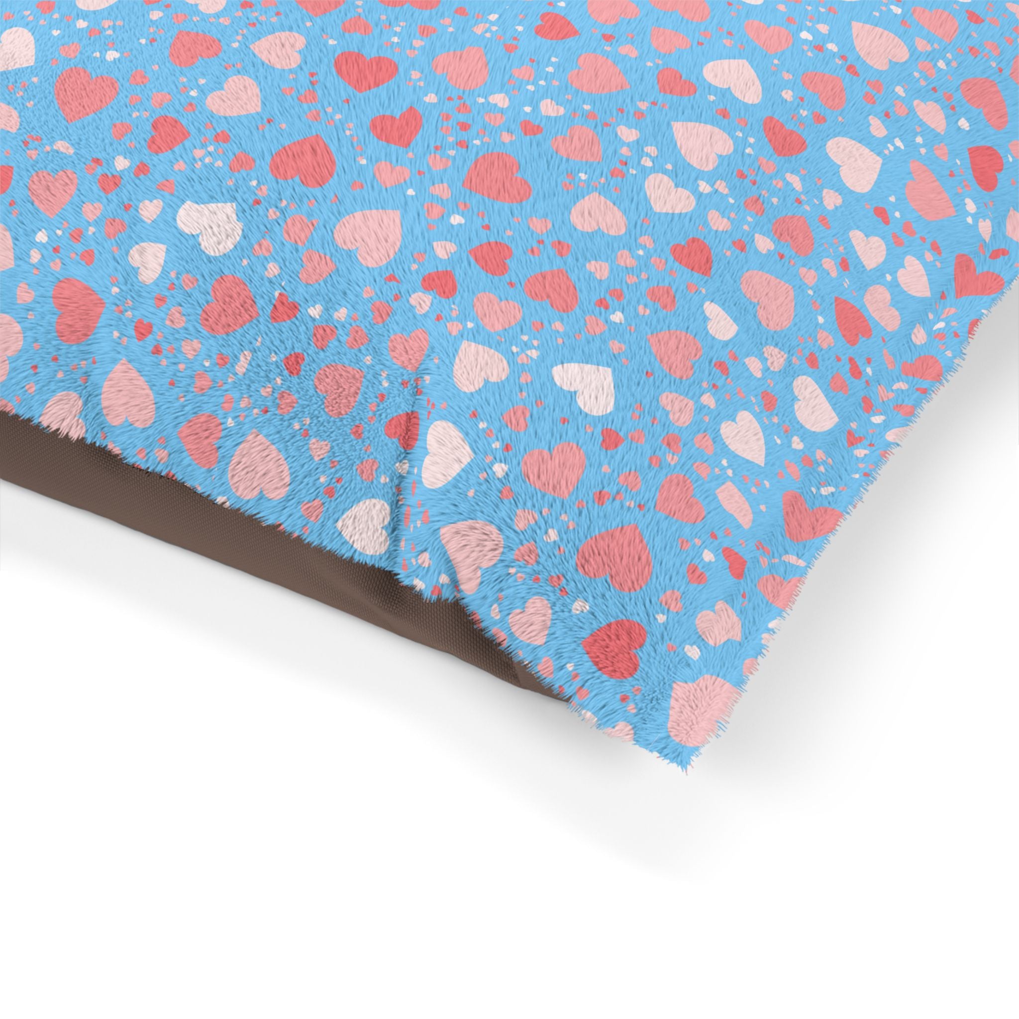 Blue & Pink Heart Pattern Pet Bed - Cat and Dog Bed, Anti-Anxiety Pet Bed, Calming Dog Bed for Puppy, Cozy Cat Bed, Fluffy Dog Beds, Washable Puppy Bed for Indoor Pets