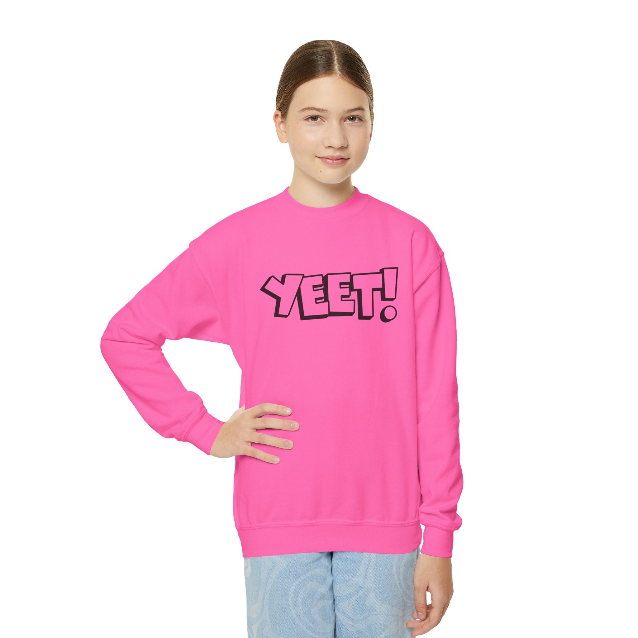 Yeet, Youth Sports Fan Crewneck Sweatshirt for Kids, Perfect Gift for Kids, Unisex Sweatshirt, Casual Outwear, Graphic Sweatshirt