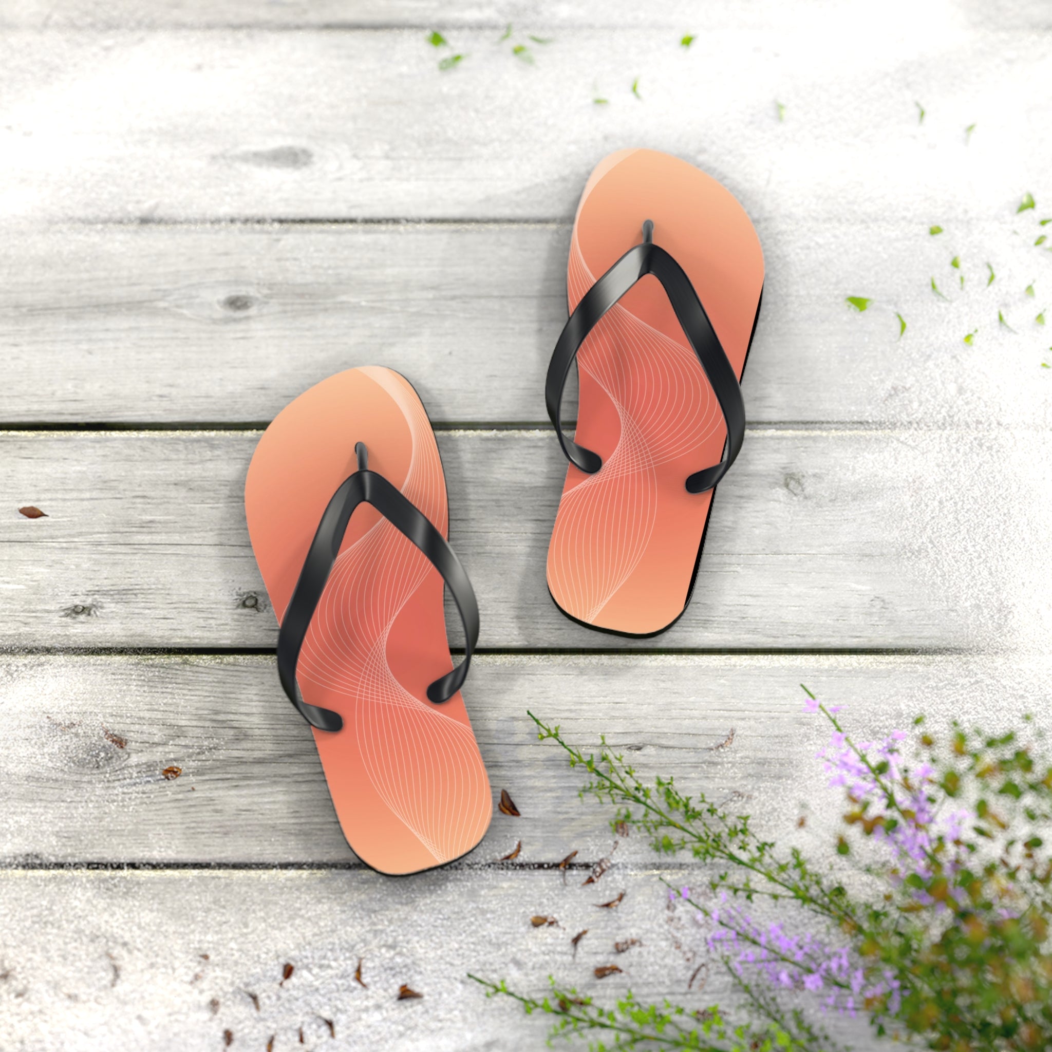 Beige and Orange Gradient Design, Flip Flops for Women, Cute Designs, Everyday Use, Indoor Sleepers