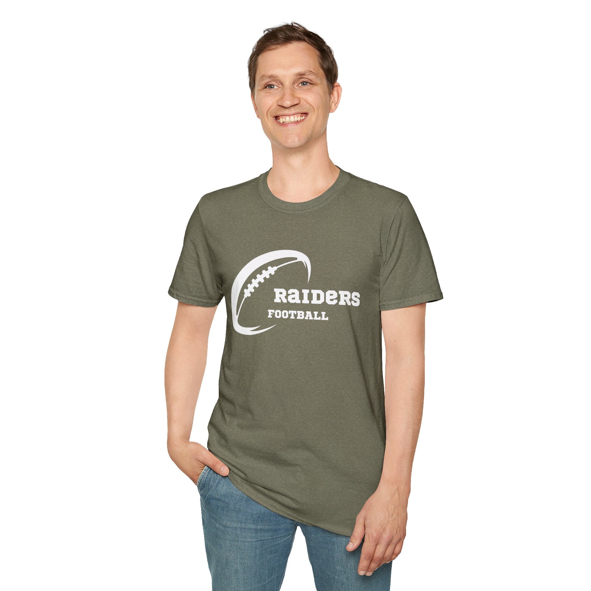 All White Raiders Fan Football Shirt, Unisex Softstyle T-Shirt, Football Fan Tee, Football Fan Gift, Sports Fan Apparel