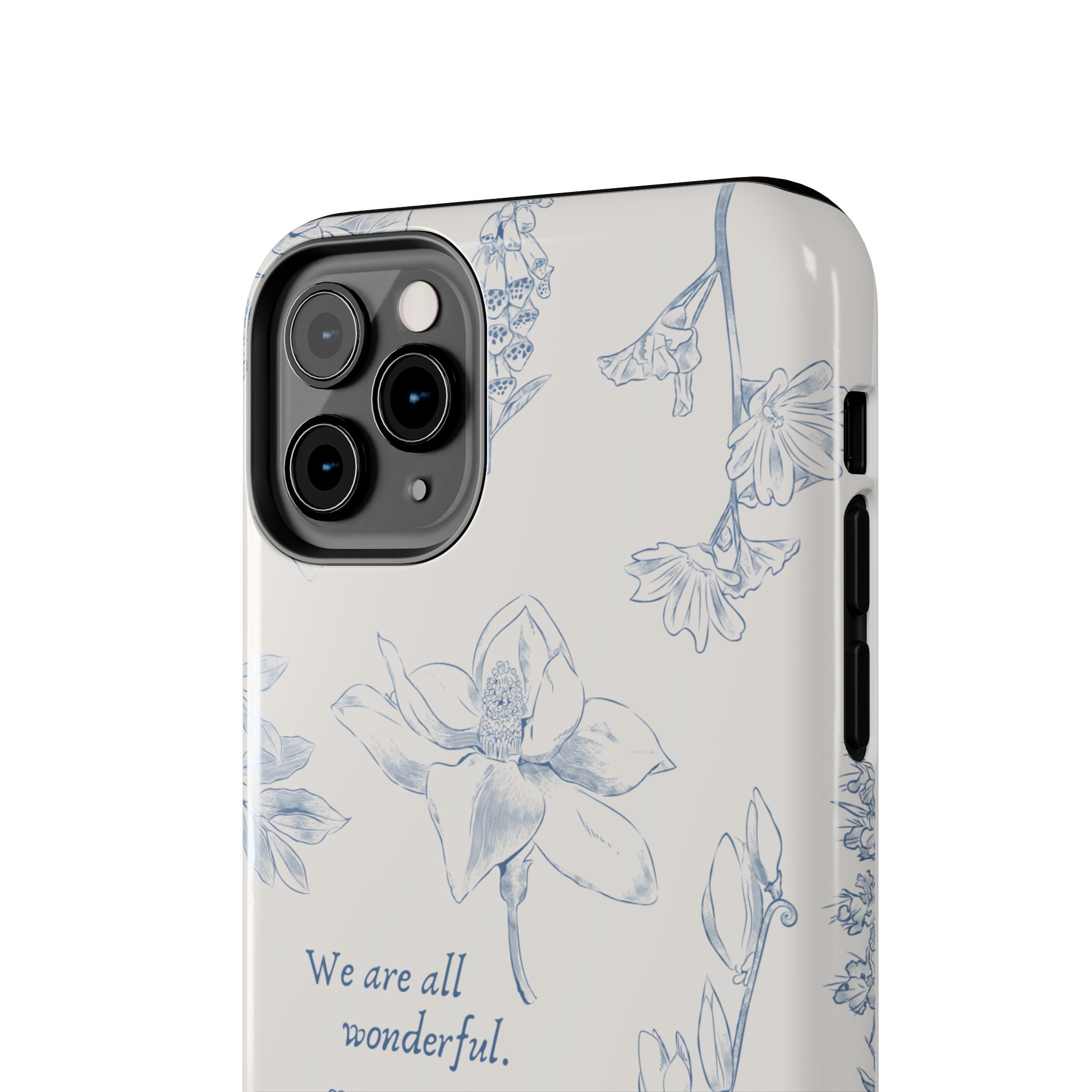 Dusty Blue Cream " We Are All Wonderfull", Elegant Phone Cases, Stylish Phone Covers, Chic Phone Protectors, Fashionable Case for Her, Trendy Smartphone Accessories