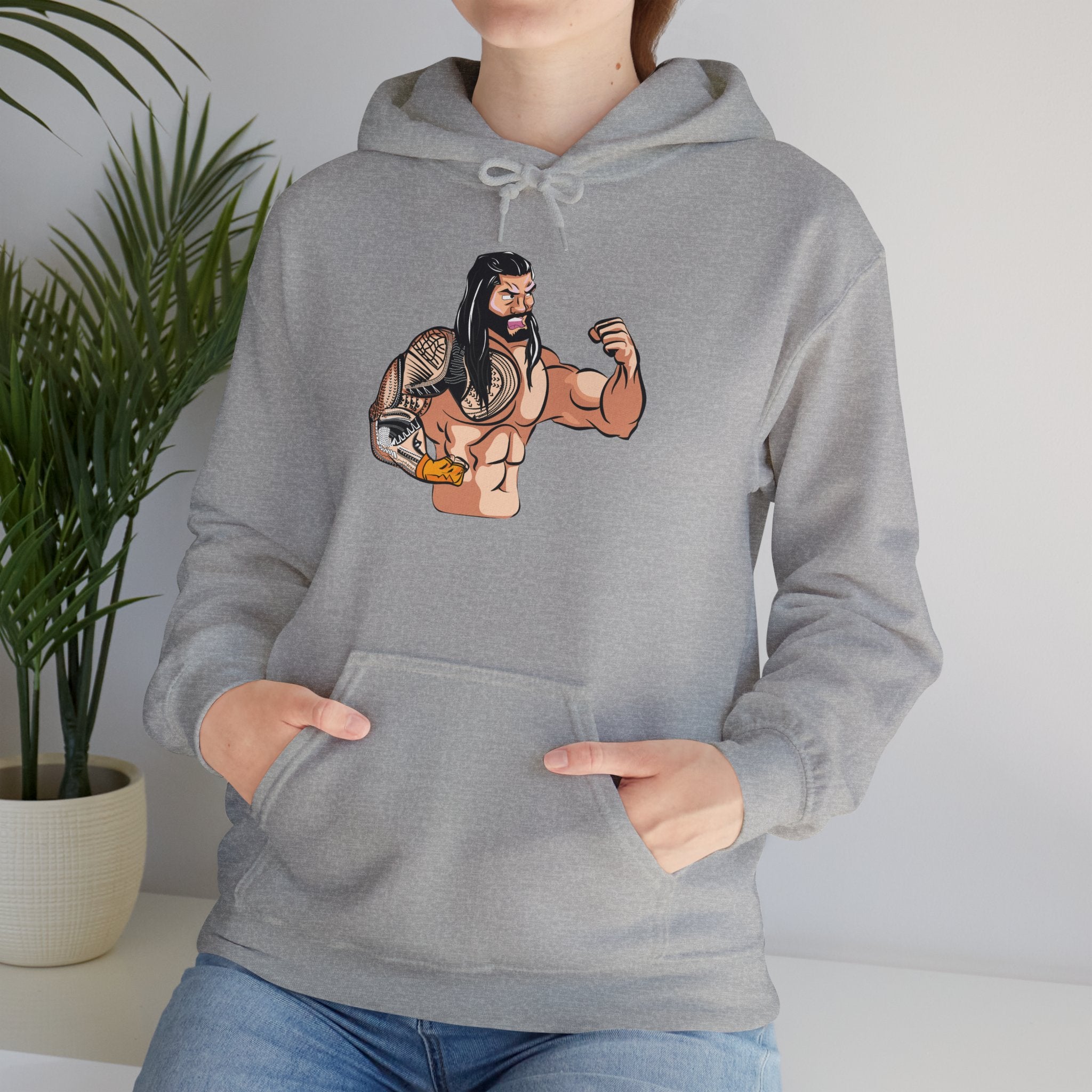 Roman Reigns Cartoon Design Hoodies, Gift for Her - Gift for Him, Sports Fan Wrestling Unisex Hooded Sweatshirt, Casual Outwear