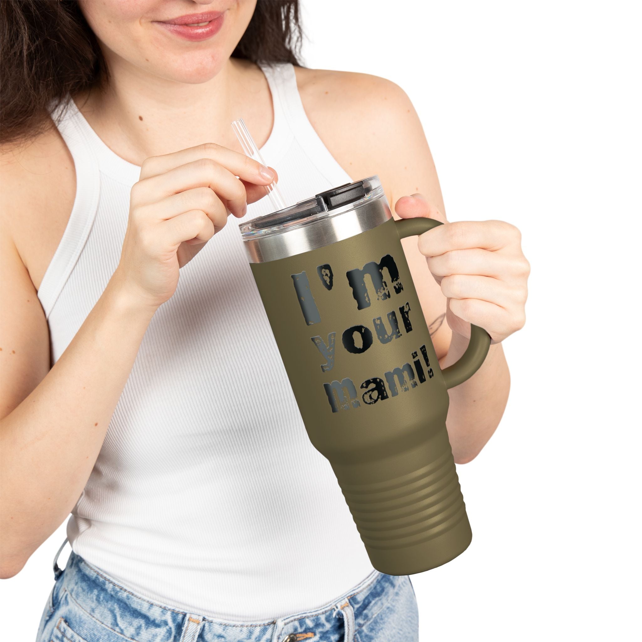 "I'm Your Mami" Rhea Ripley  Black Graphic Design,  Insulated Travel Mug, Gift for Her Gift for Him - 40oz, Gift for Her, Gift for Him