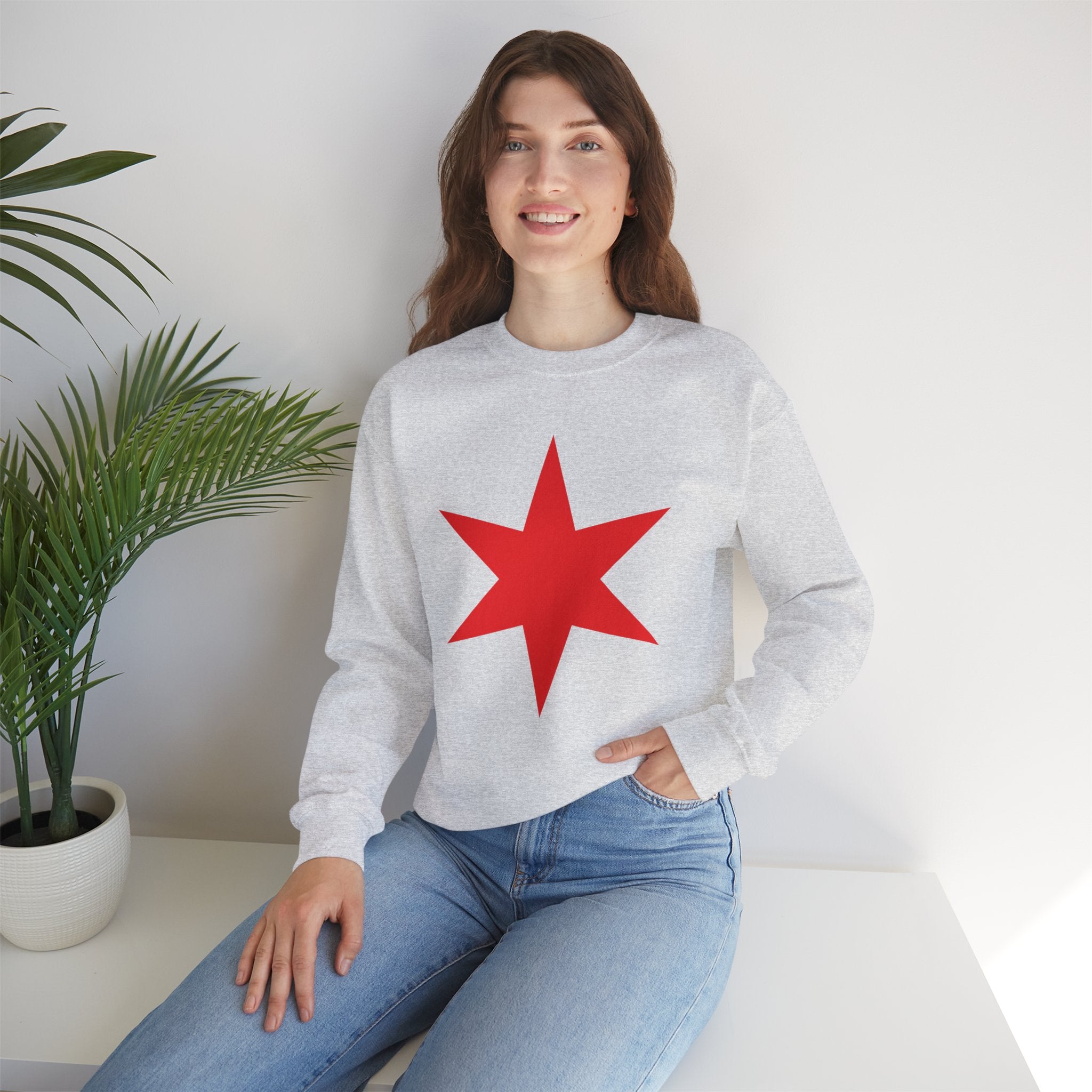 Chicago Star Sweatshirt, Wrestling Fan Unisex Sweatshirt - Gift for Him or Her, Casual Outwear, Heavy Blend Crewneck Sweatshirt