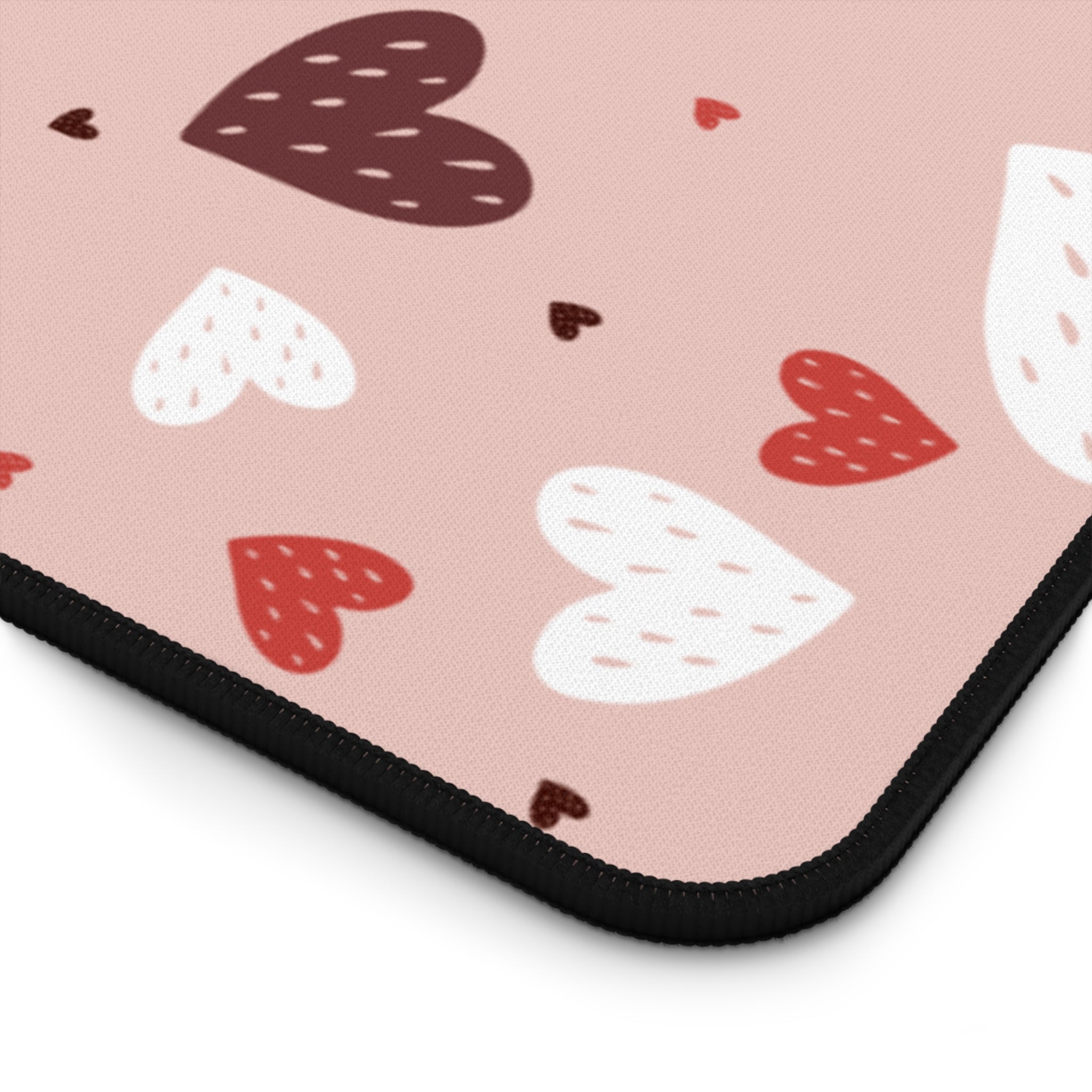 Colorful Hearts Valentines Gift, Mouse Pad, Desk Matt for Desktop, Cute Desk Pad Mat, XXL Large Mouse Pad for Desk, Anti-Slip Big Mousepad with Stitched Edges, Keyboard Pad Mouse Mat for Computer