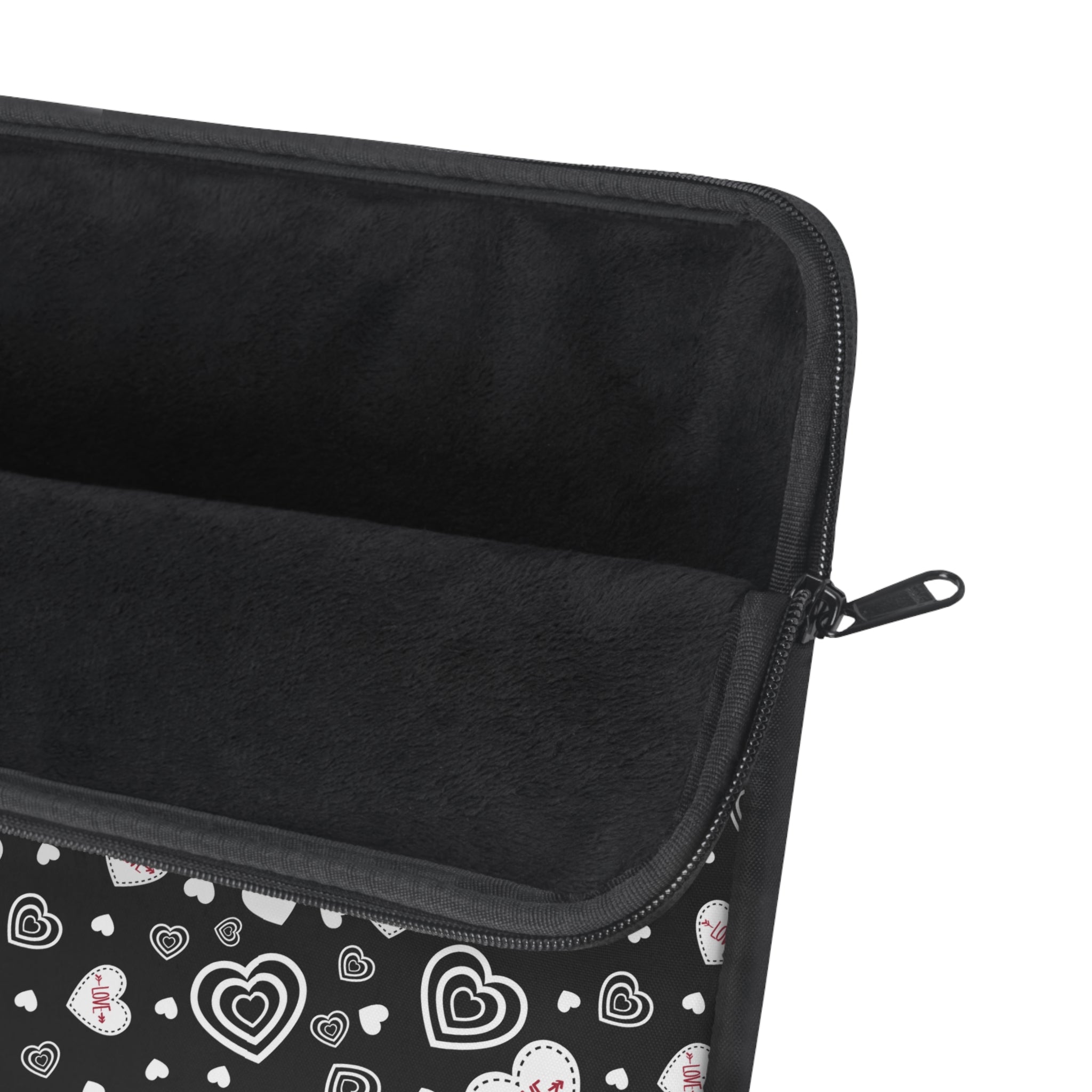 Black Valentine Love Laptop Carrying Case, Computer Sleeve | Patchwork Cottage, Laptop Sleeve - Valentine's Day Gift