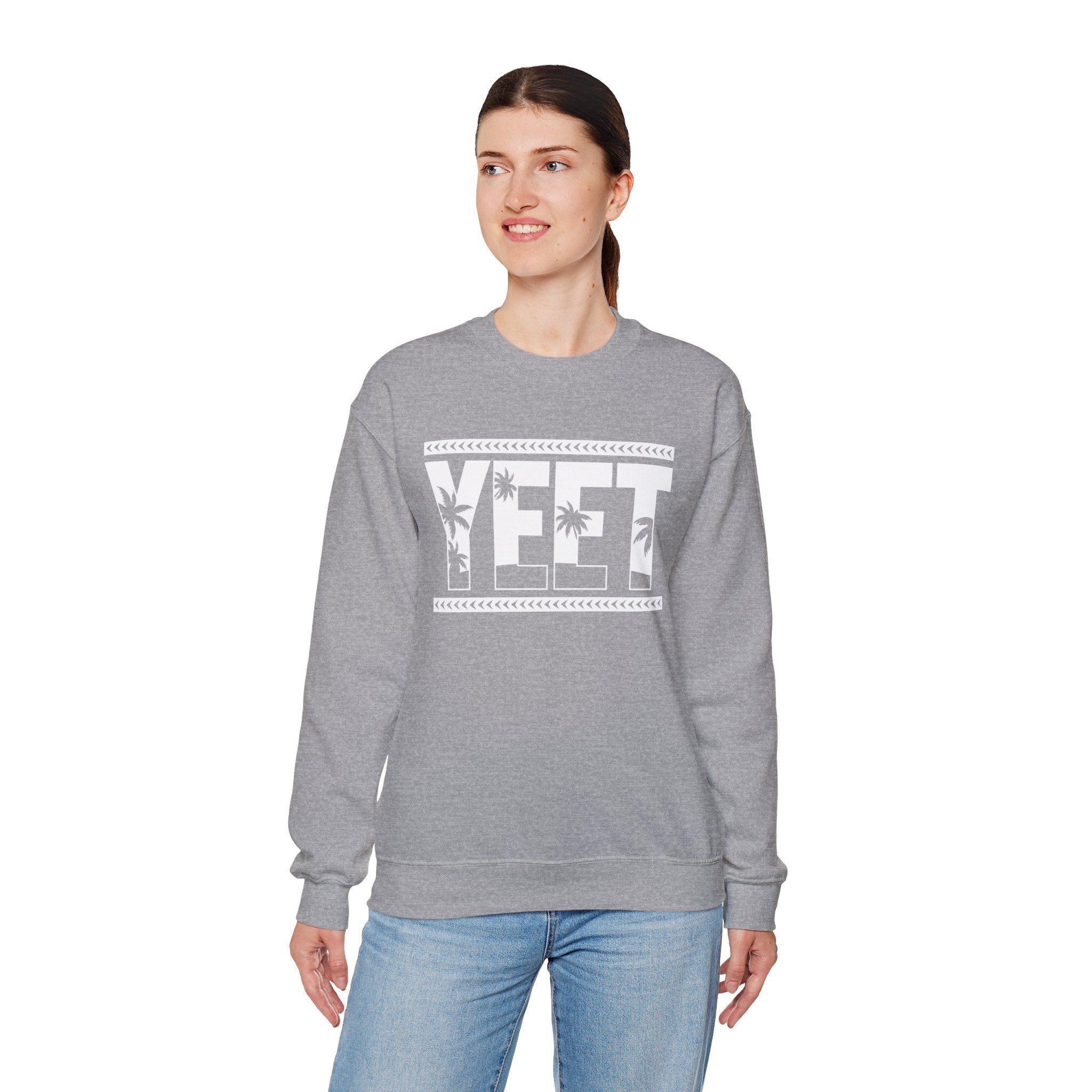 White Yeet Sweatshirt, Wrestling Fan Unisex Sweatshirt - Gift for Him or Her, Casual Outwear, Heavy Blend Crewneck Sweatshirt