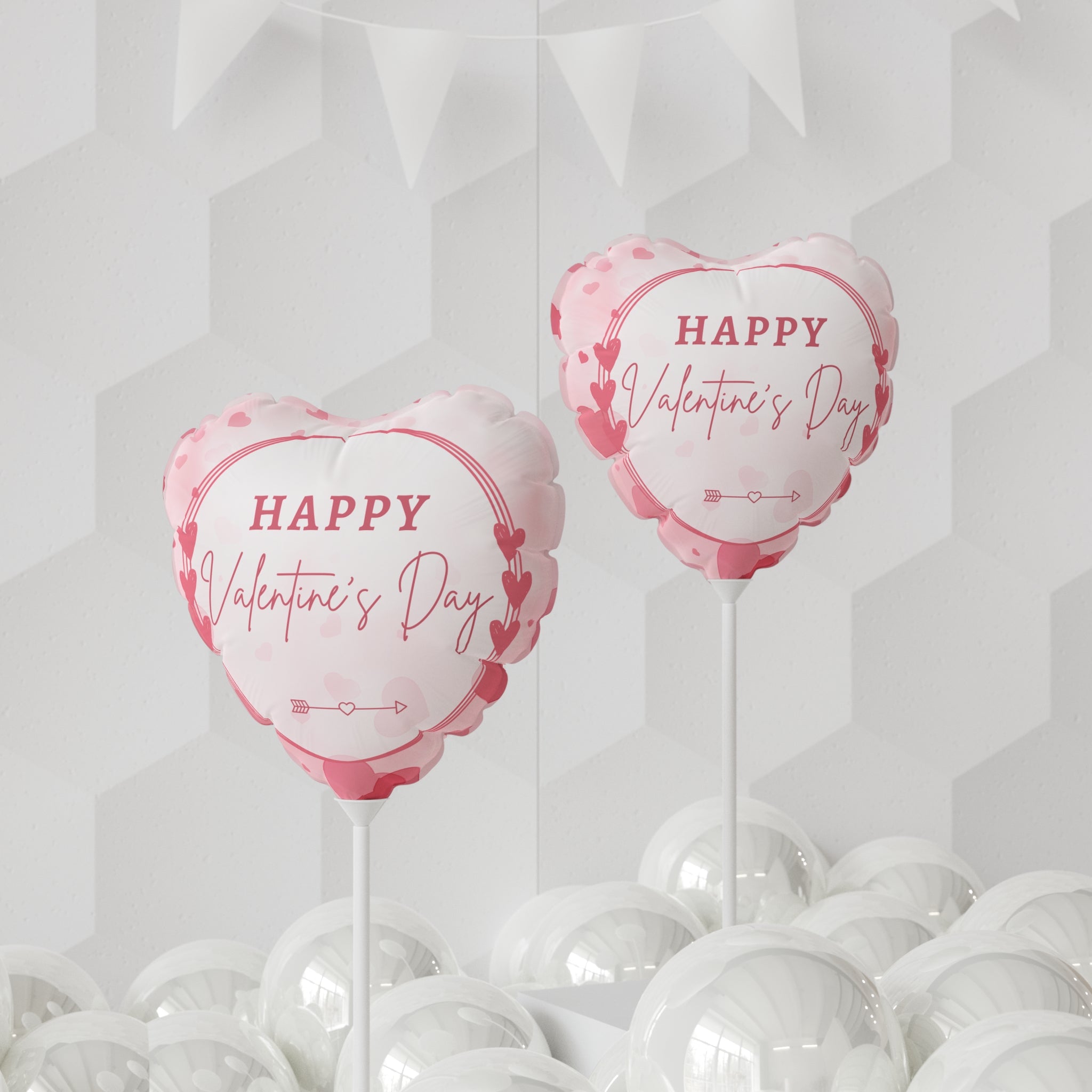 Valentine's Day-Pink Hearts- Balloons, Romantic Heart-Shaped Decorations and Words, Love Party Supplies, Anniversary Celebration