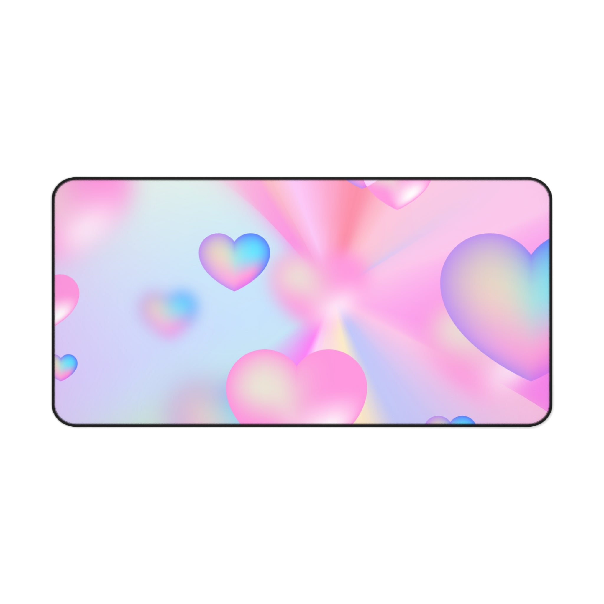 Pink and Blue Gradient Love Hearts Pattern, Valentines Gift, Mouse Pad, Desk Matt for Desktop, Cute Desk Pad Mat, XXL Large Mouse Pad for Desk, Anti-Slip Big Mousepad with Stitched Edges, Keyboard Pad Mouse Mat for Computer