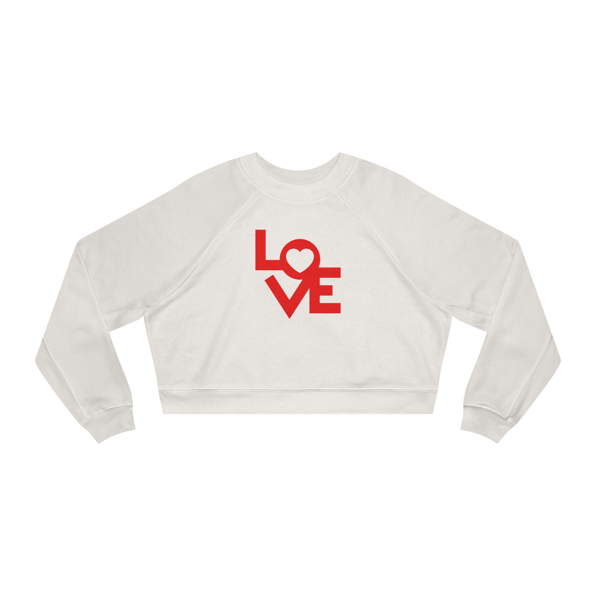 LOVE Graphic Cropped Fleece Pullover, Valentines Gift for Her, Long Sleeve Women's Shirt, Casual Pullover Top, Graphic Shirt Valentines