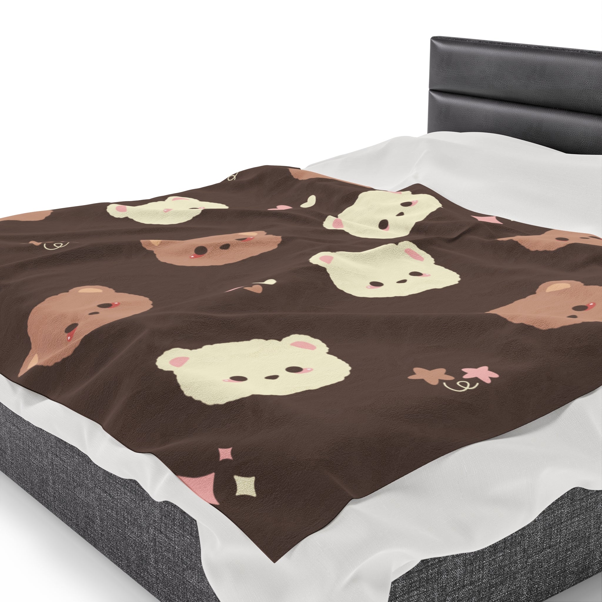 Brown Cute Bear Design Velveteen Plush Blanket, Gift for Boys and Girls, Cozy Throw Blanket, Children's Bedroom Decor, Nursery Bedding