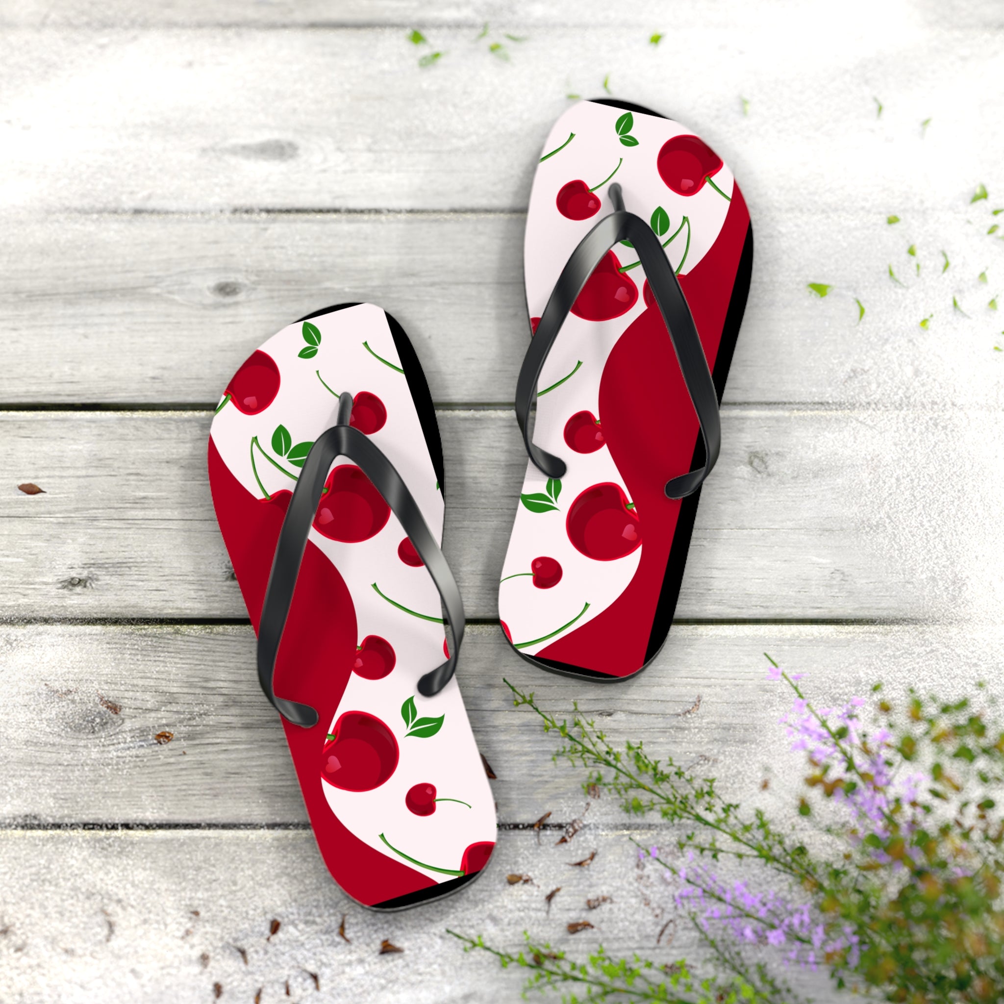 Red Cherries, Flip Flops for Women, Cute Designs, Everyday Use, Indoor Sleepers