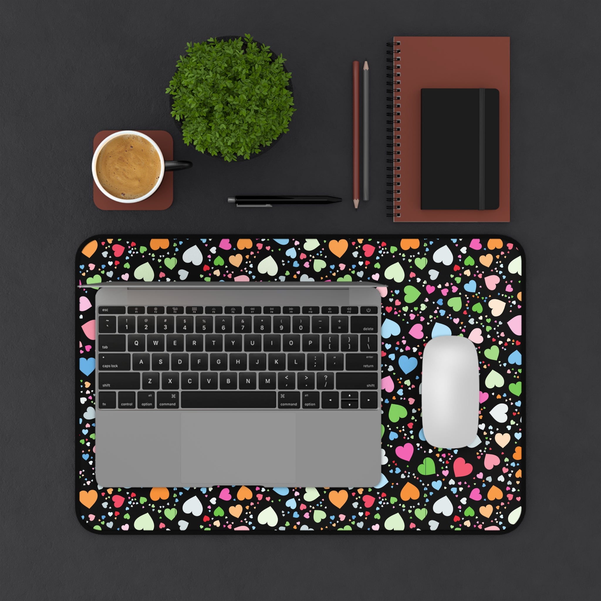 Colorful Heart Pattern, Valentines Gift, Mouse Pad, Desk Matt for Desktop, Cute Desk Pad Mat, XXL Large Mouse Pad for Desk, Anti-Slip Big Mousepad with Stitched Edges, Keyboard Pad Mouse Mat for Computer